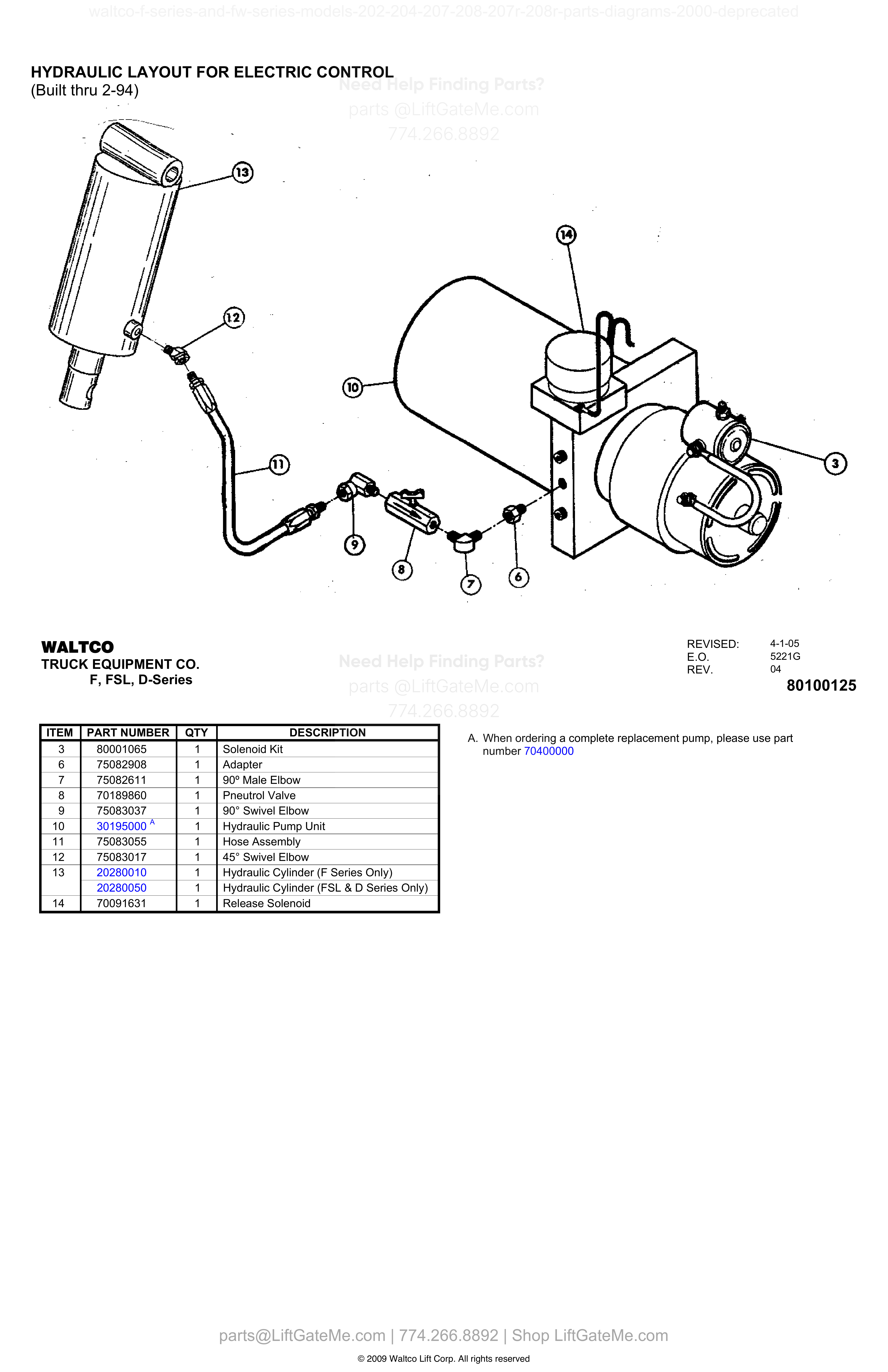 HYDRAULIC LAYOUT FOR ELECTRIC CONTROL diagram