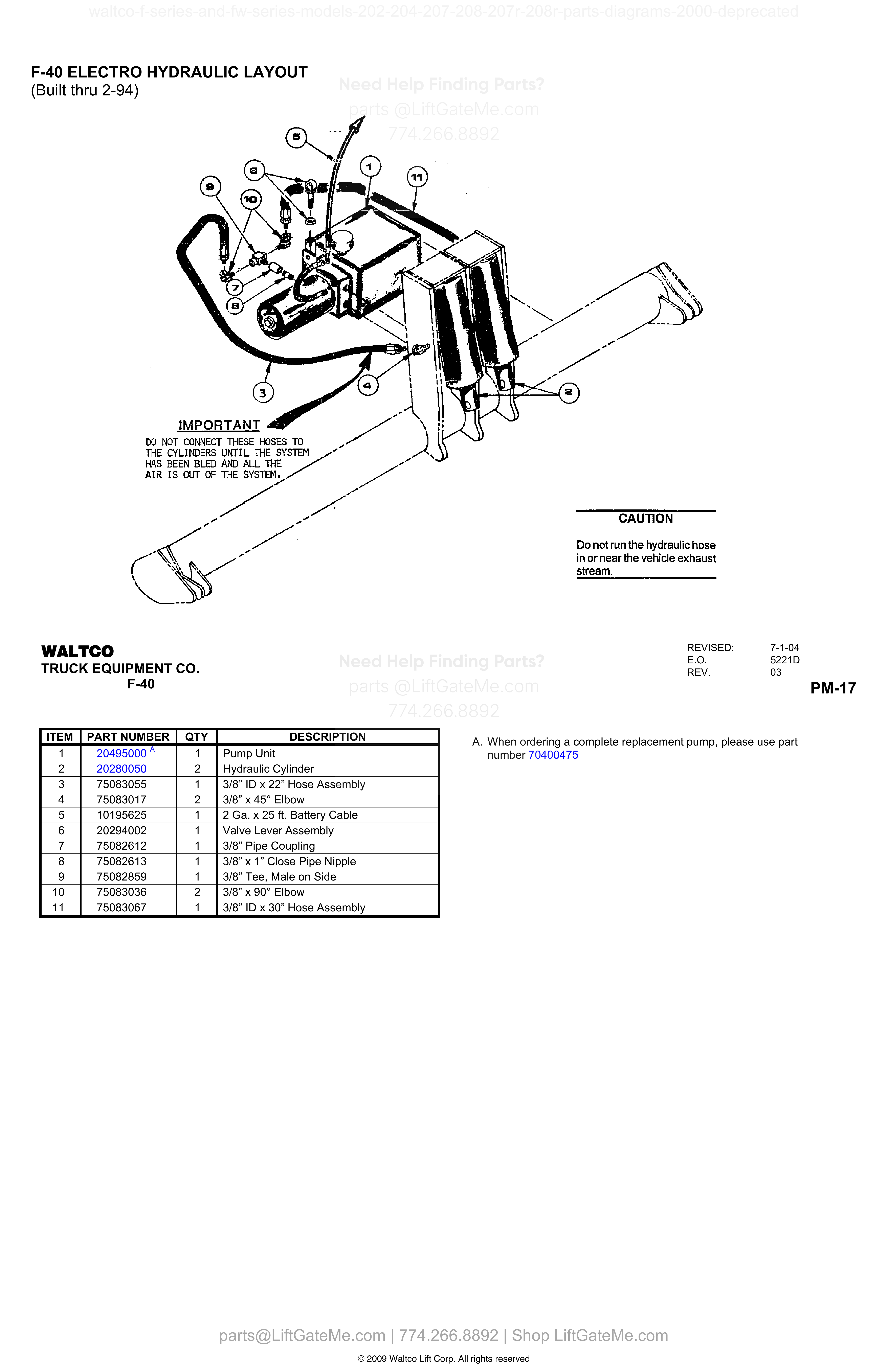 F-40 ELECTRO HYDRAULIC LAYOUT diagram
