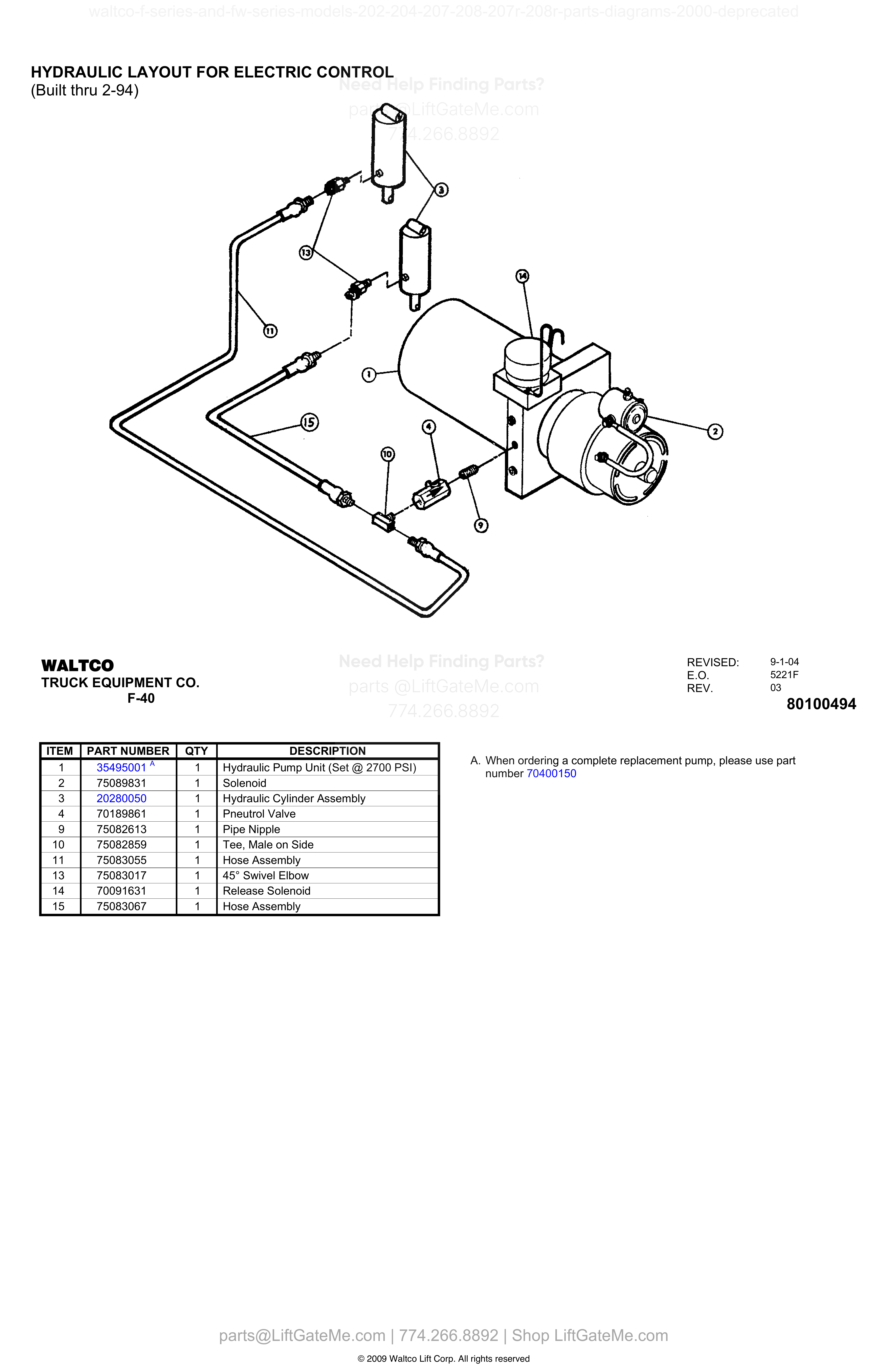 HYDRAULIC LAYOUT FOR ELECTRIC CONTROL diagram