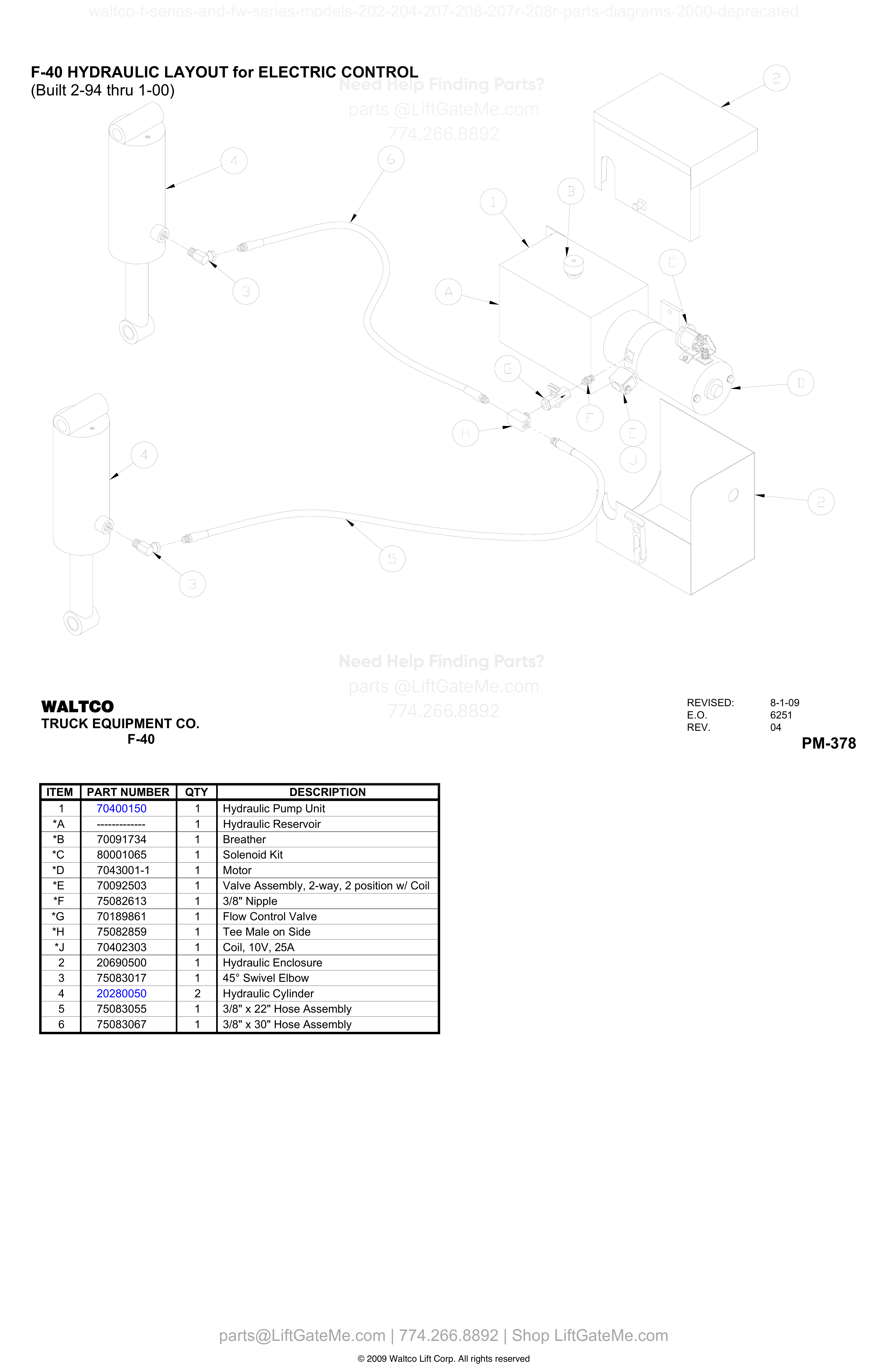 F-40 HYDRAULIC LAYOUT for ELECTRIC CONTROL diagram