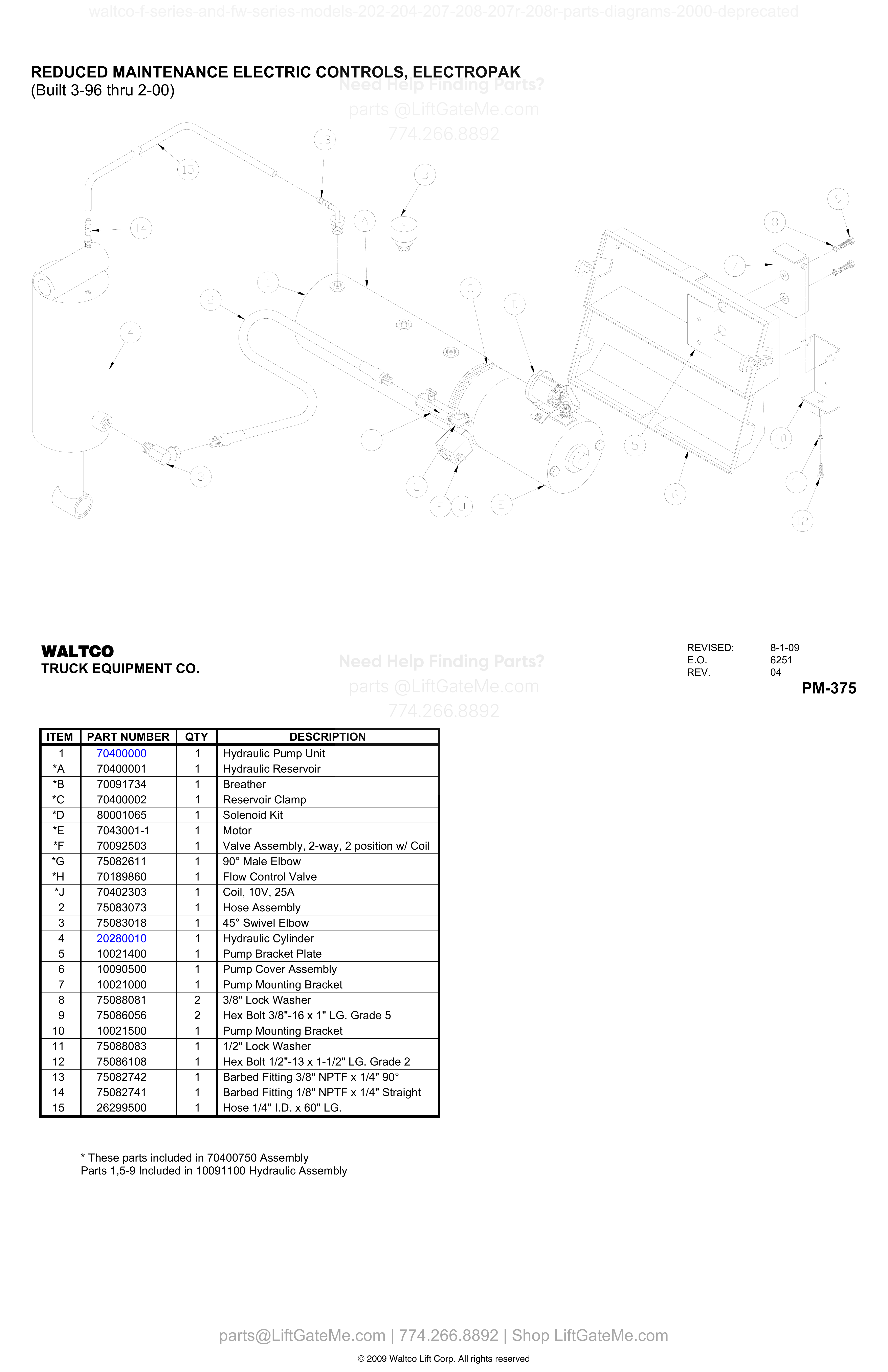 REDUCED MAINTENANCE ELECTRIC CONTROLS, ELECTROPAK diagram