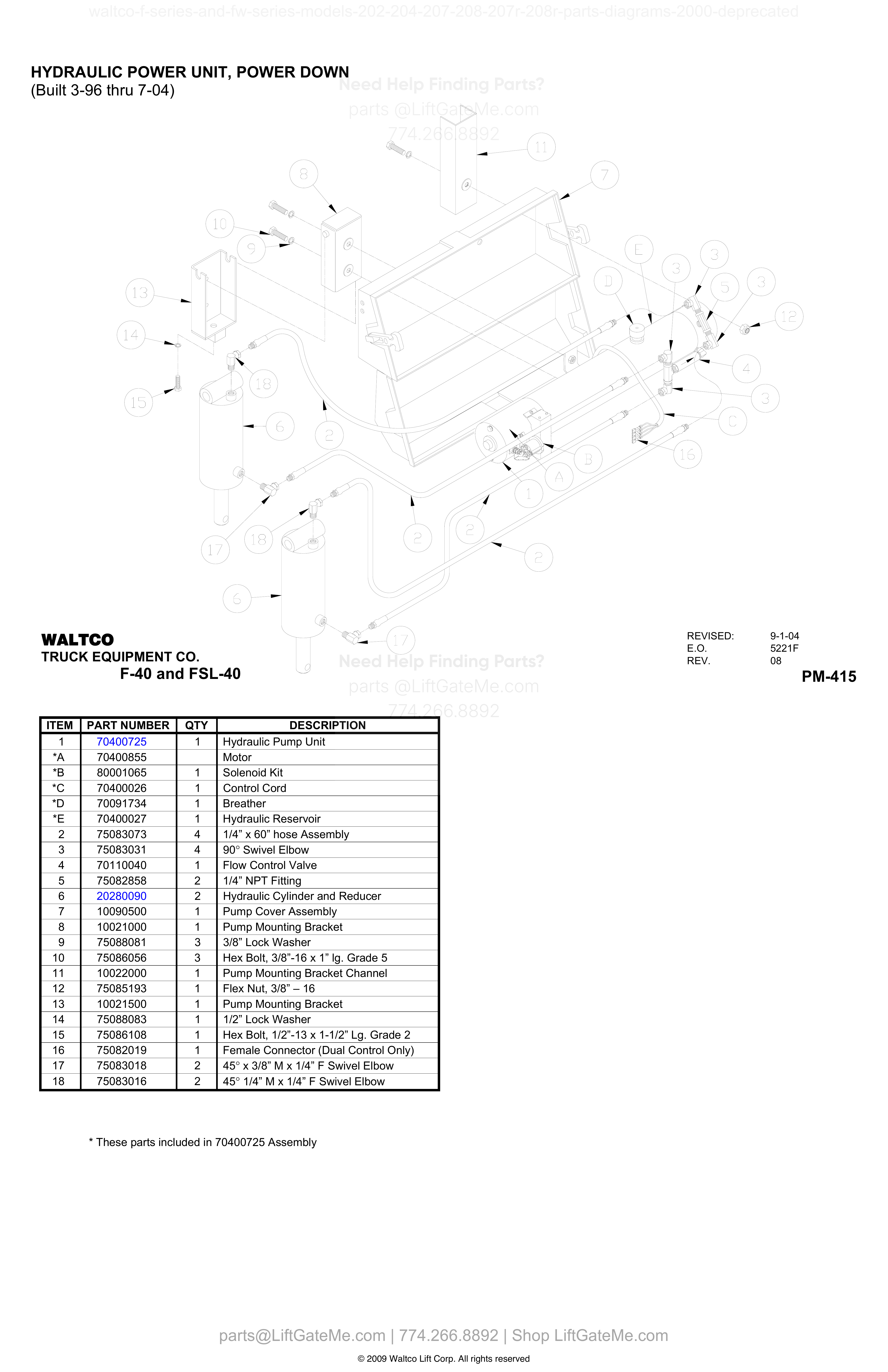 HYDRAULIC POWER UNIT, POWER DOWN diagram