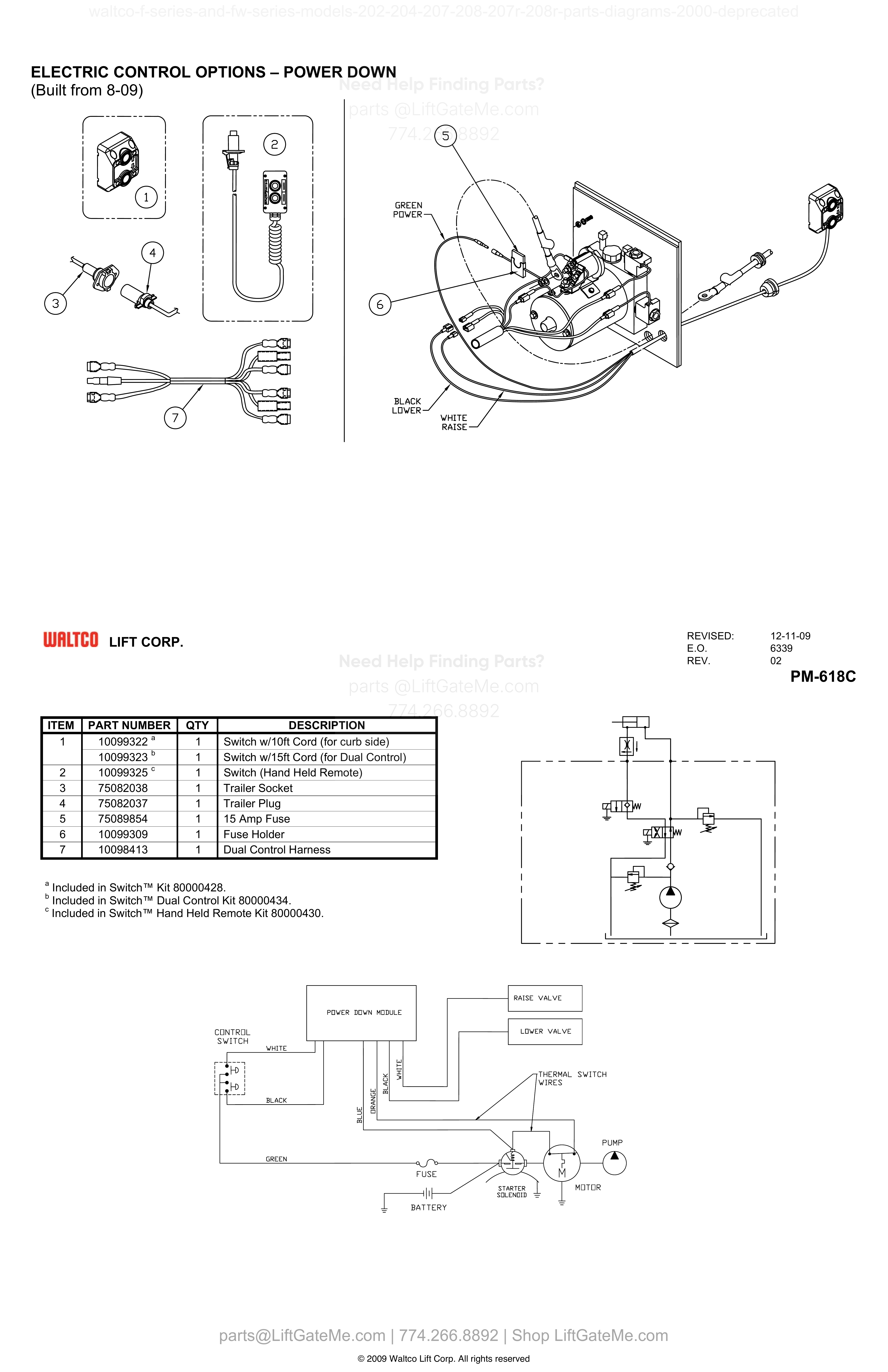 ELECTRIC CONTROL OPTIONS – POWER DOWN diagram
