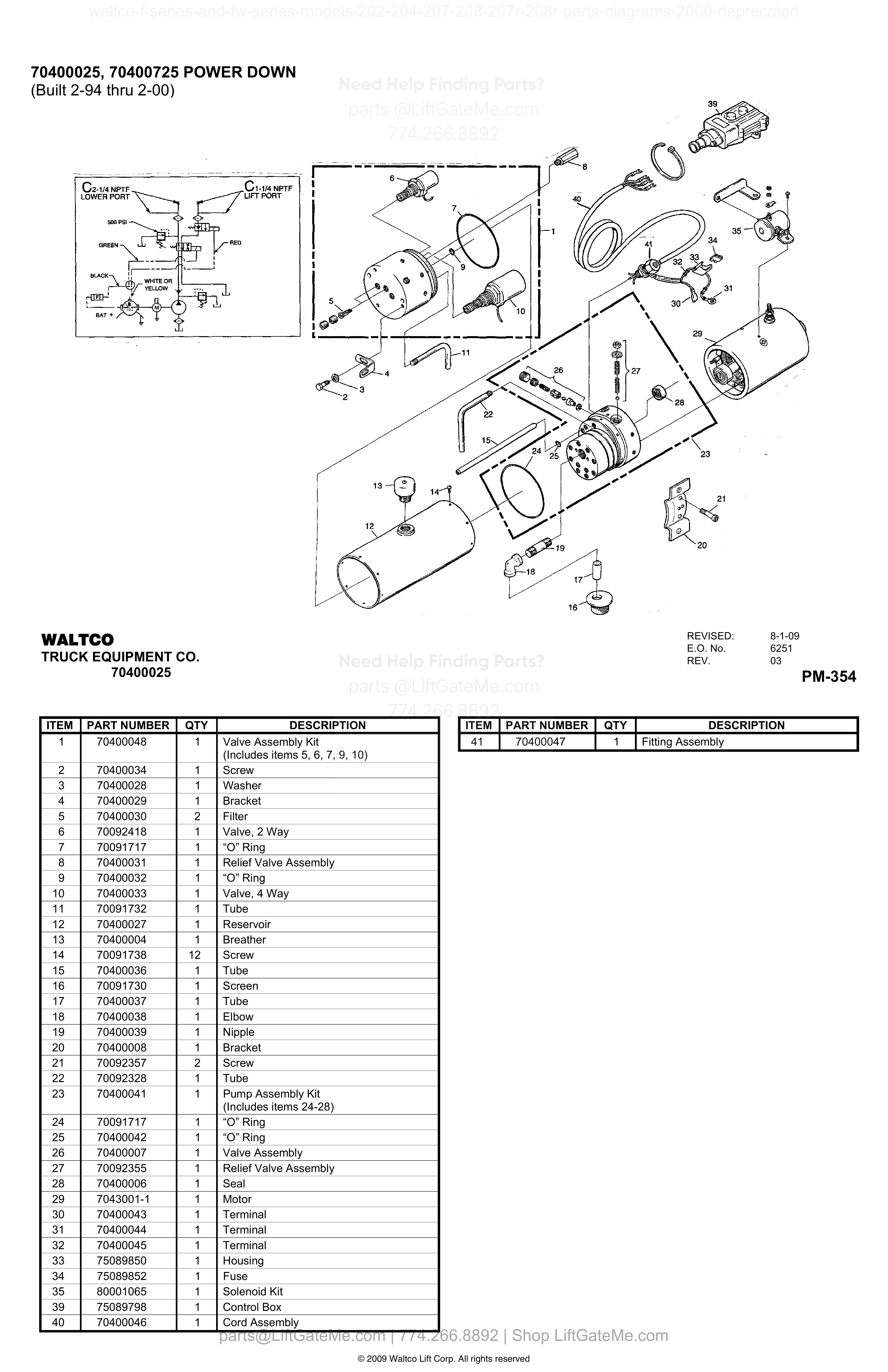 70400025, 70400725 POWER DOWN diagram