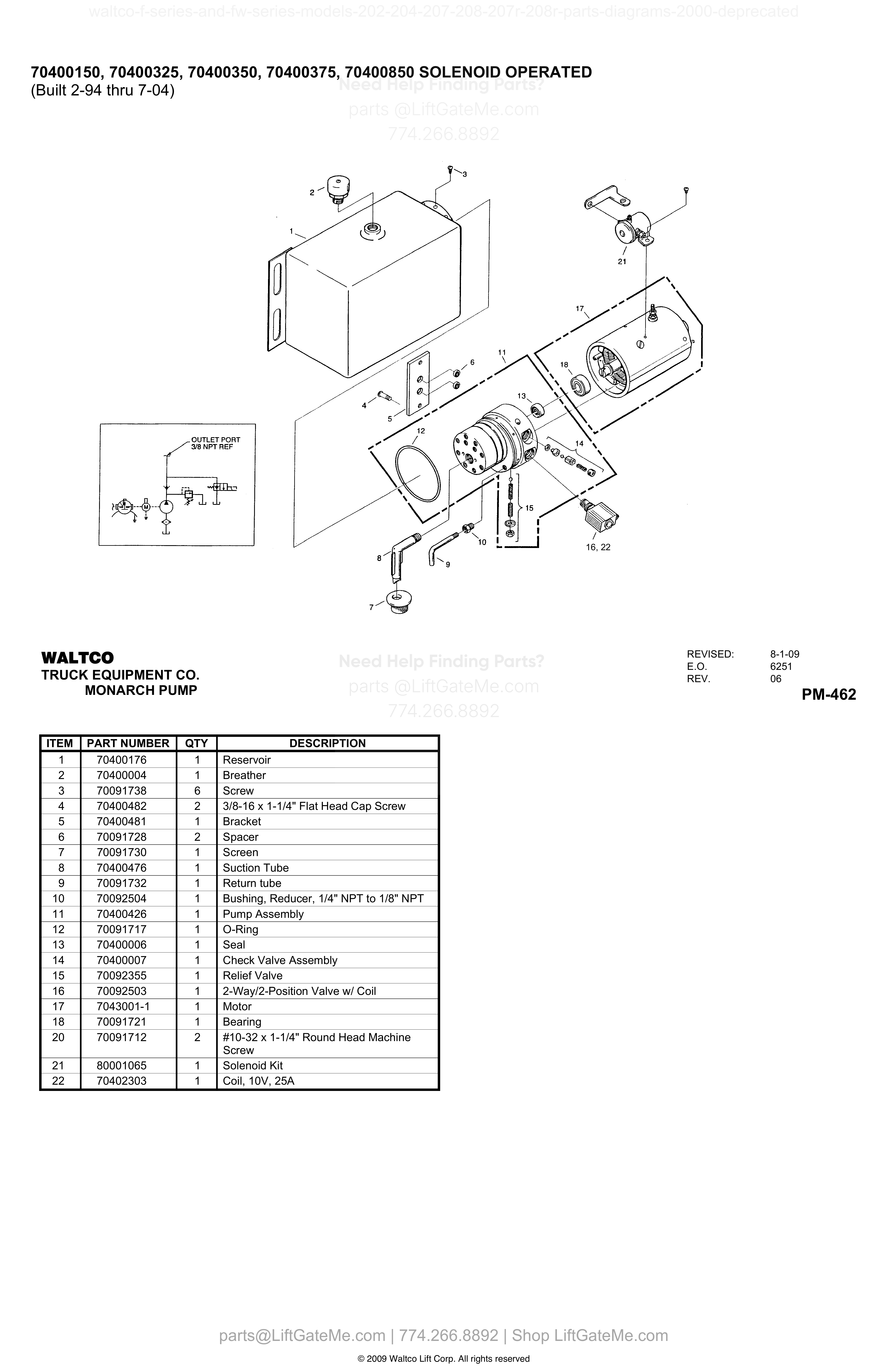 70400150, 70400325, 70400350, 70400375, 70400850 SOLENOID OPERATED diagram
