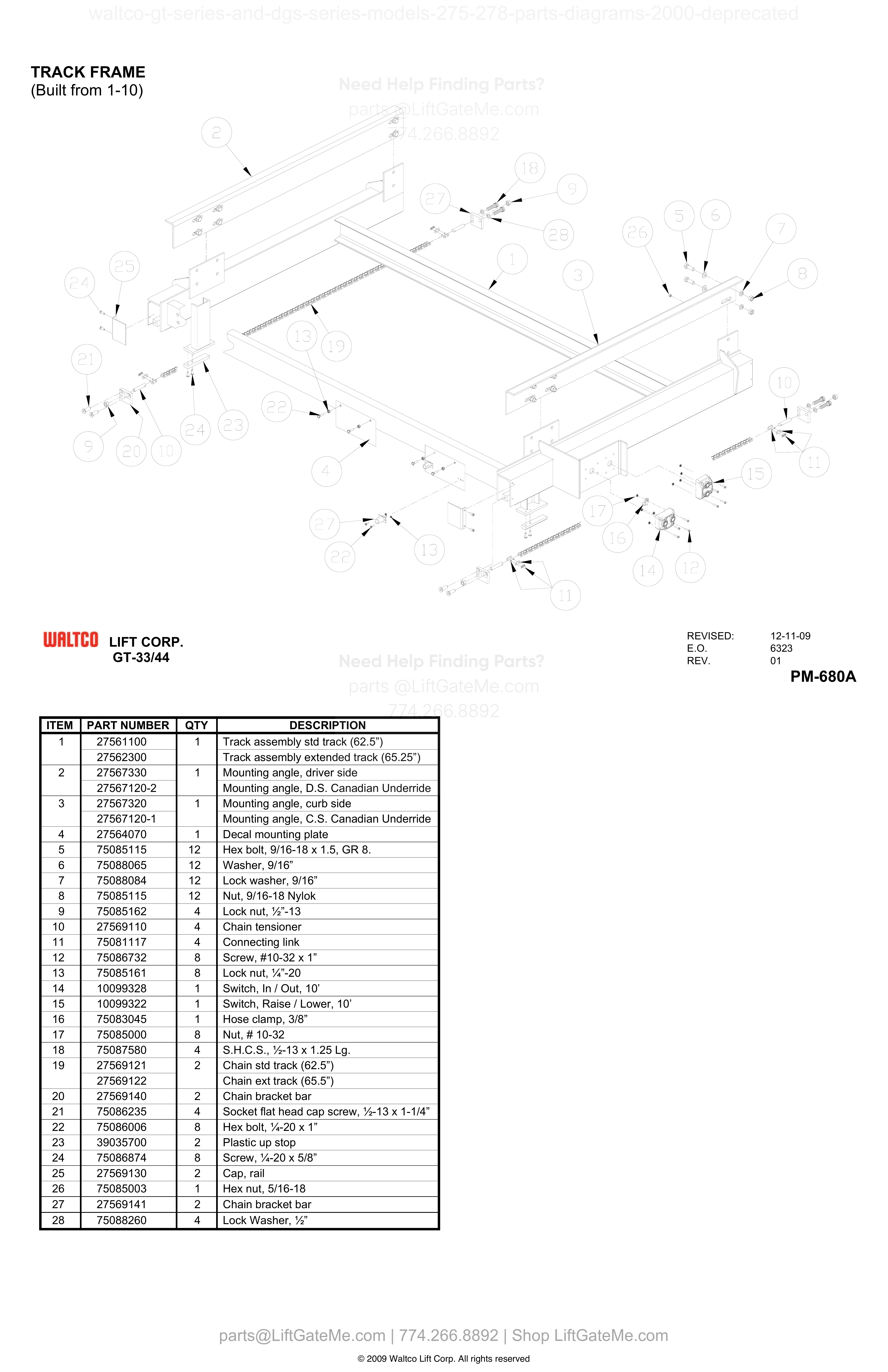 TRACK FRAME (Built from 1-10) diagram