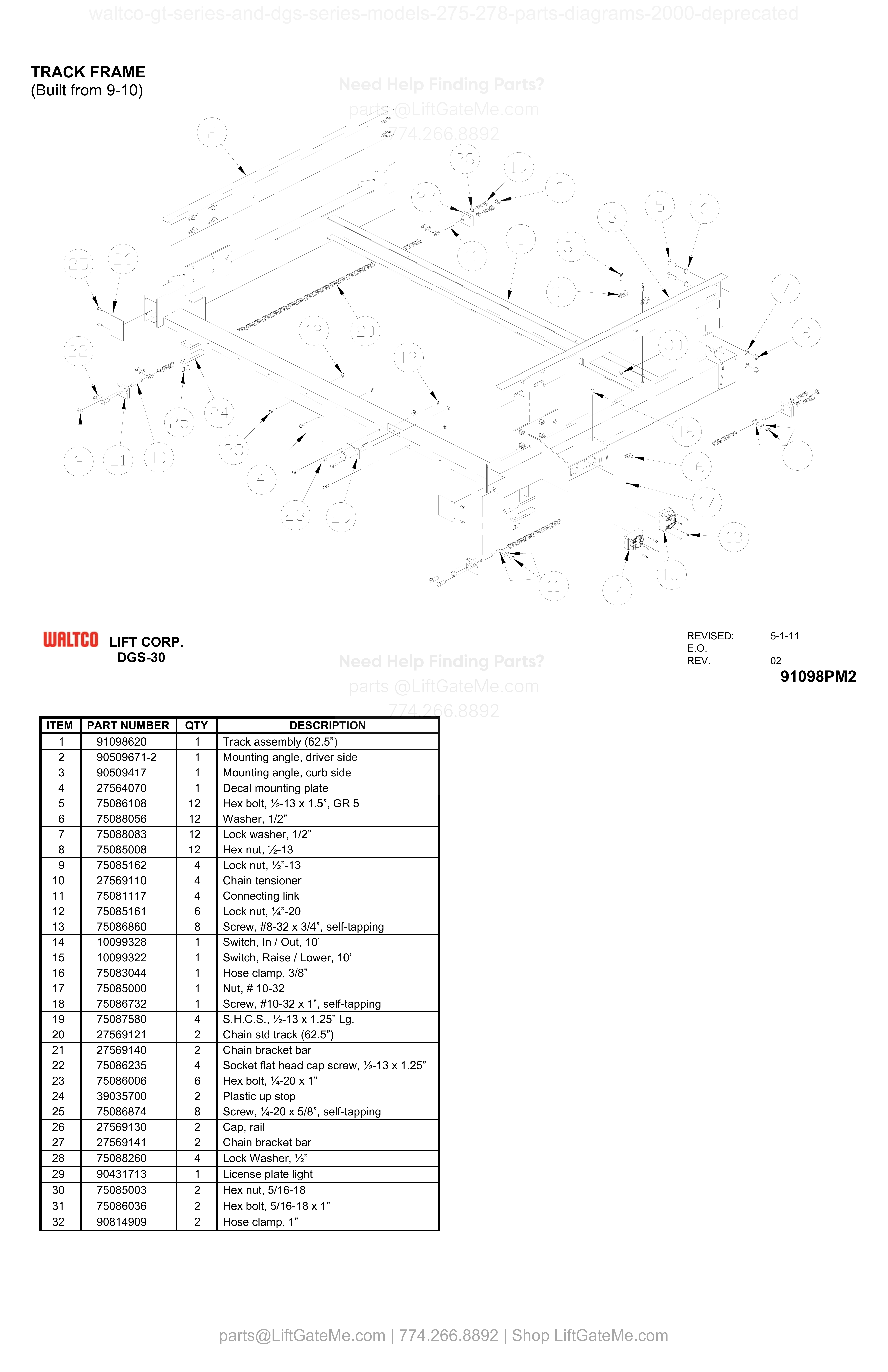 TRACK FRAME (Built from 9-10) diagram