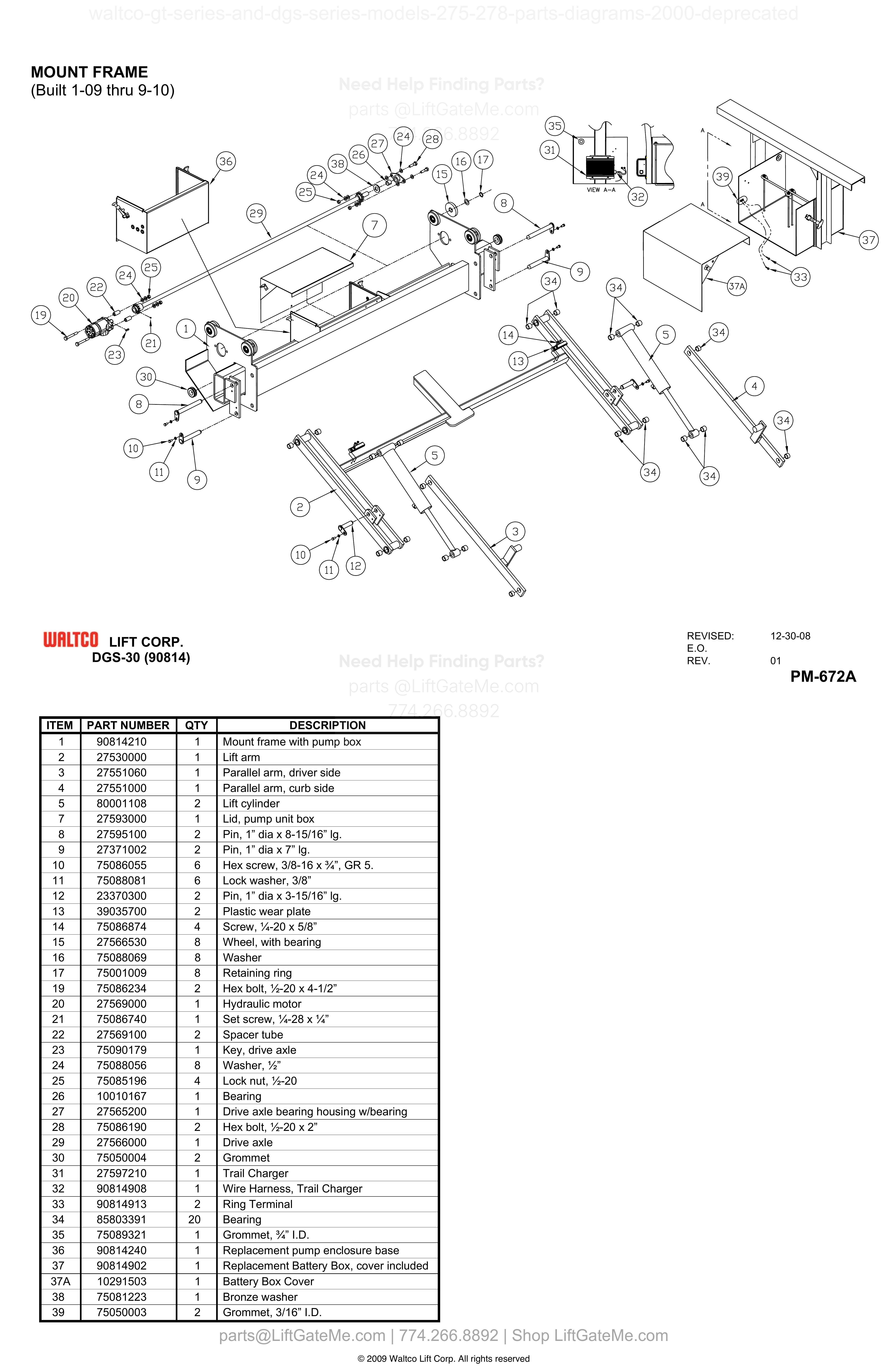 MOUNT FRAME (Built 1-09 thru 9-10) diagram