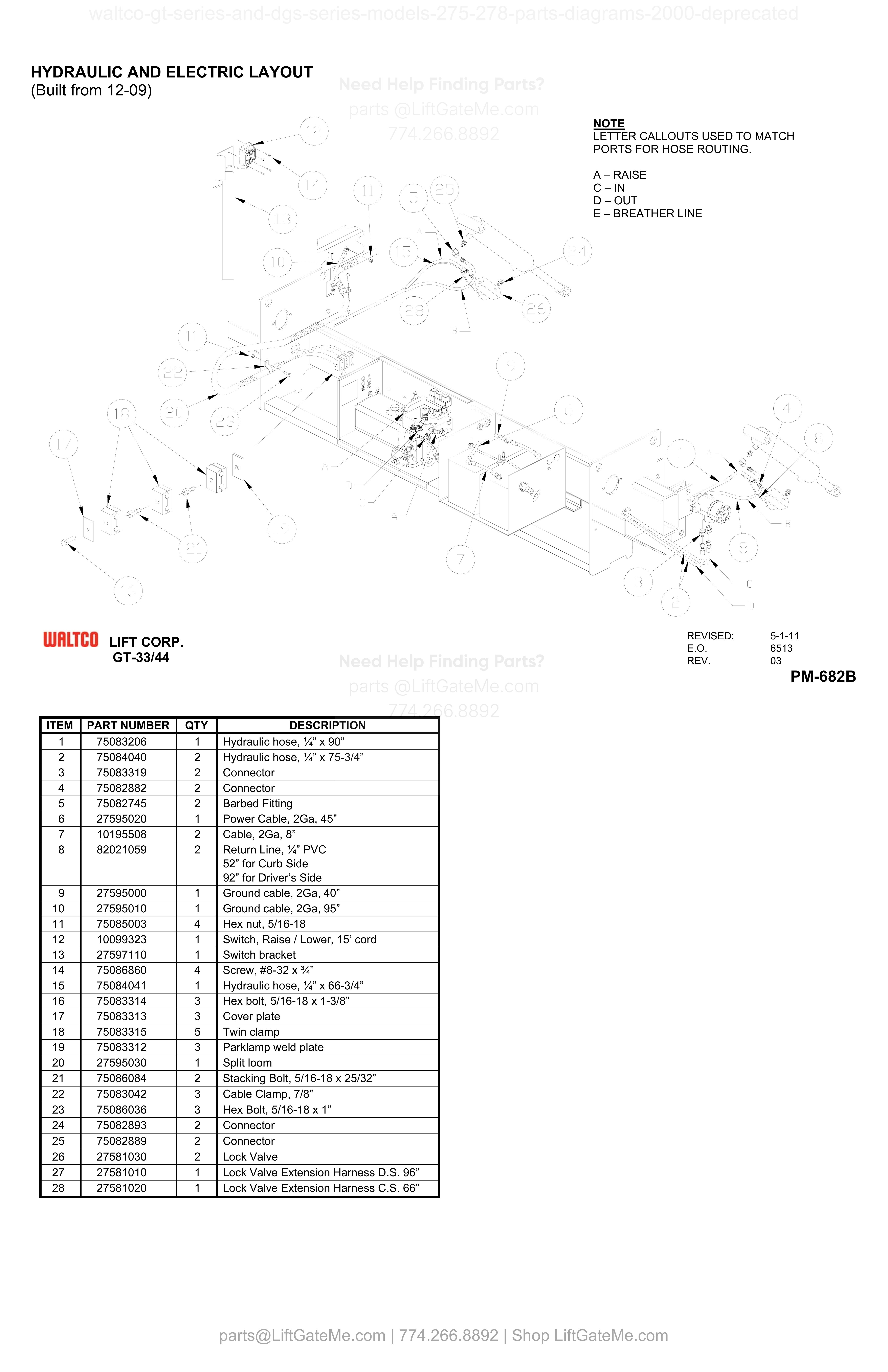 HYDRAULIC AND ELECTRIC LAYOUT (Built from 12-09) diagram