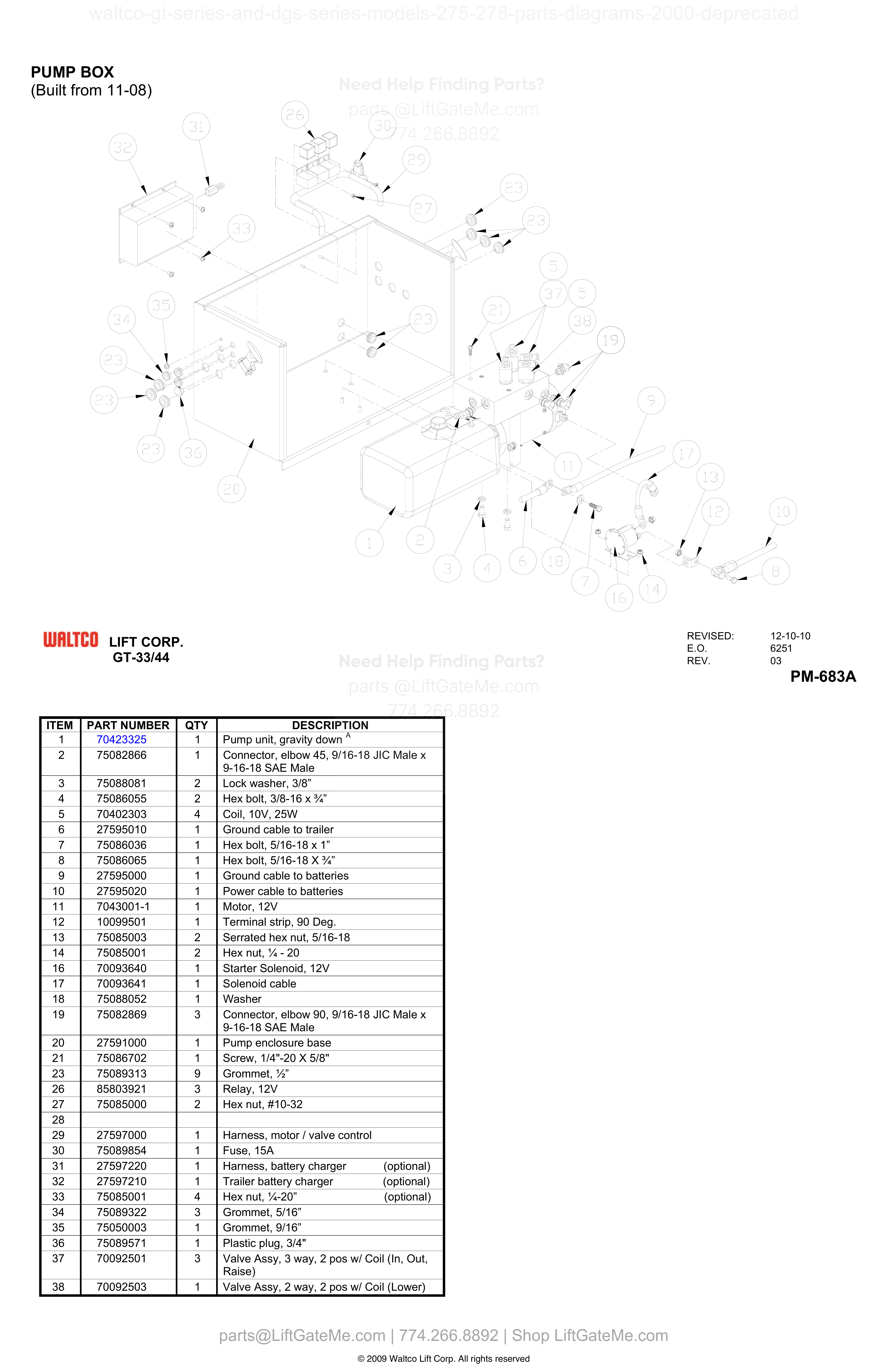 PUMP BOX (Built from 11-08) diagram
