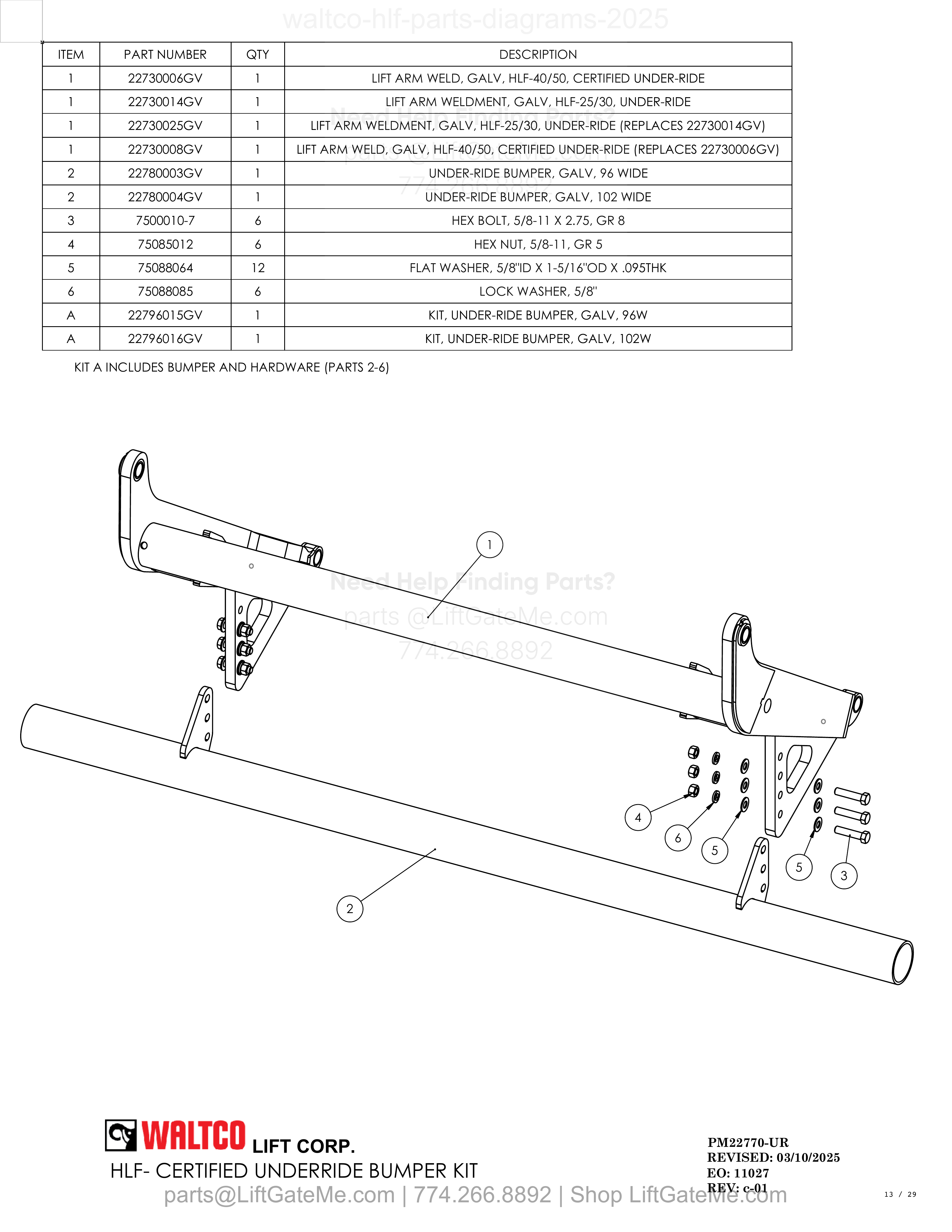 HLF- CERTIFIED UNDERRIDE BUMPER KIT diagram