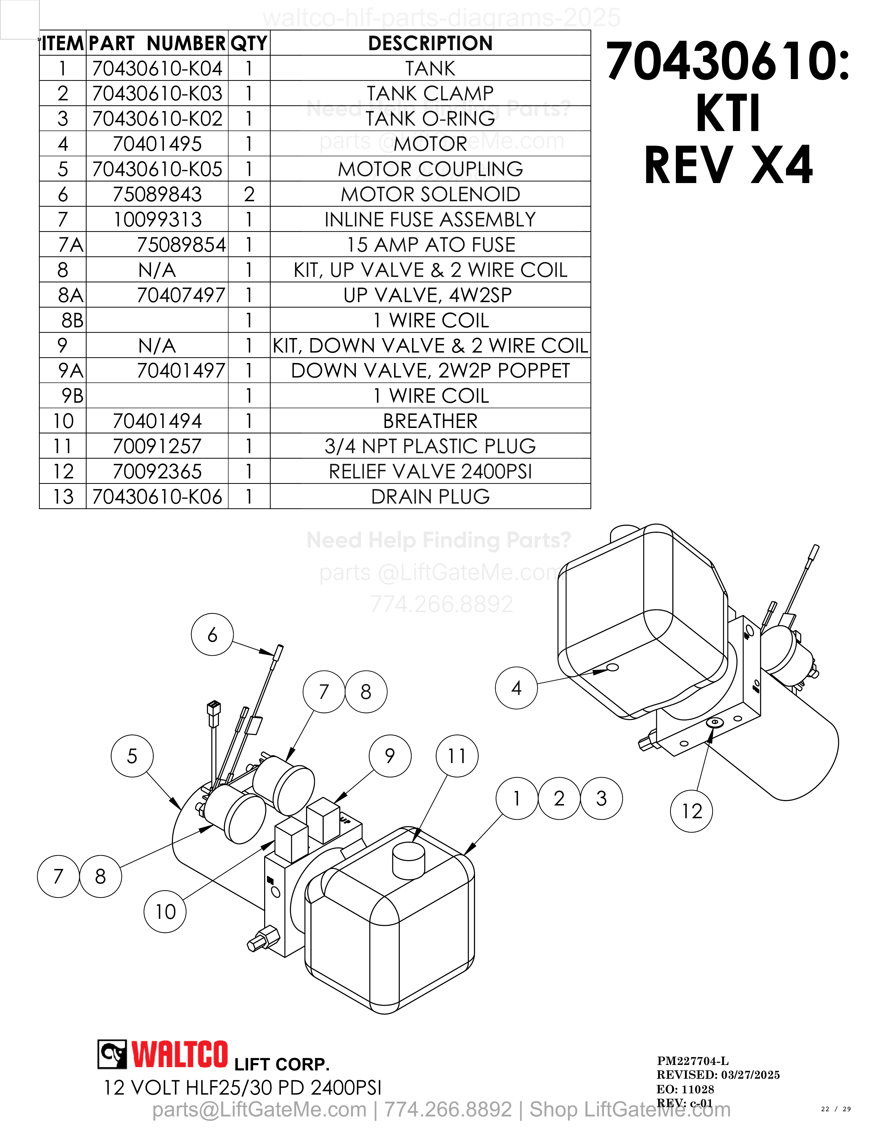 12 VOLT HLF25/30 PD 2400PSI diagram