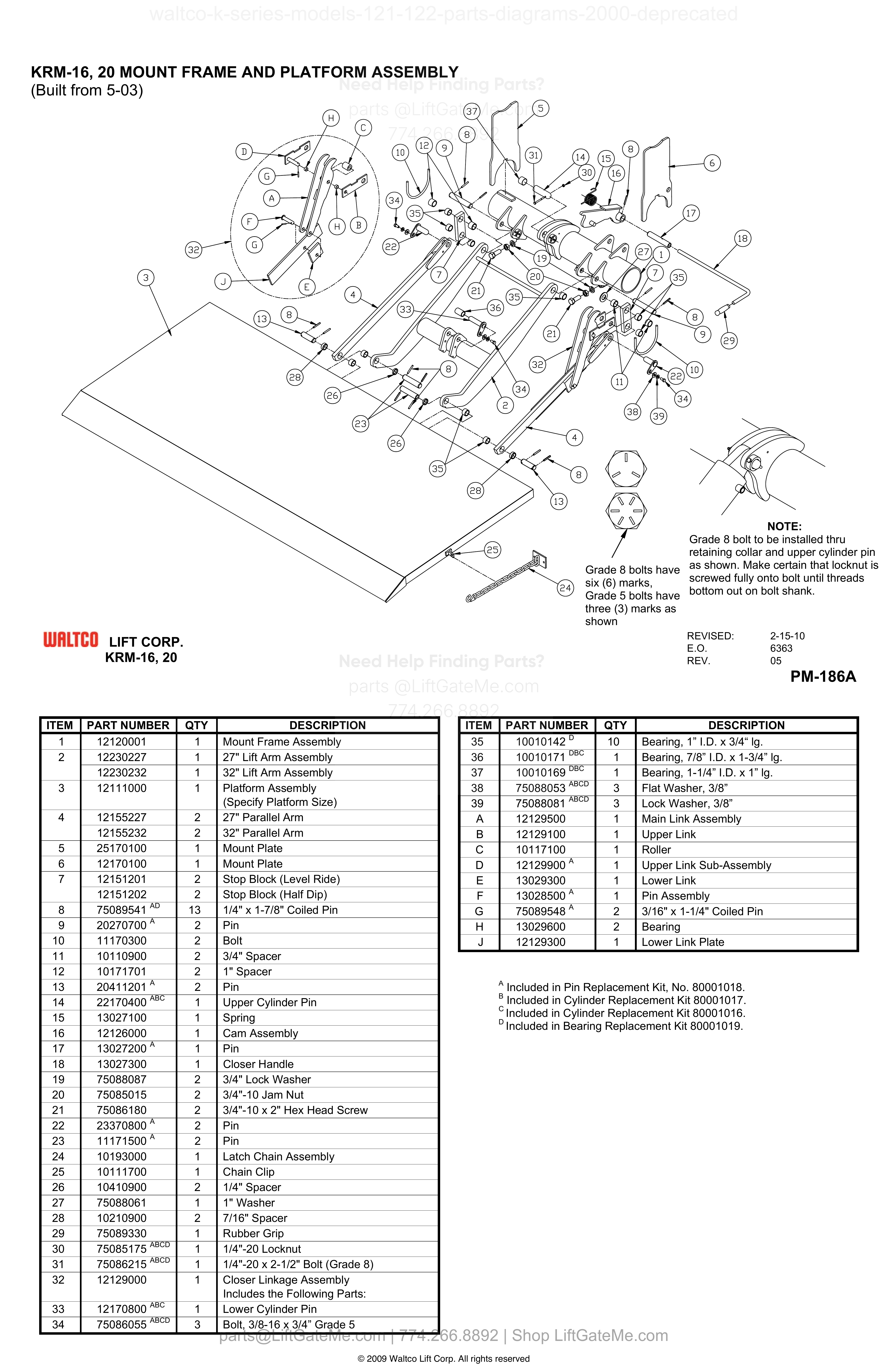 KRM-16, 20 MOUNT FRAME AND PLATFORM ASSEMBLY (Built from 5-03) diagram
