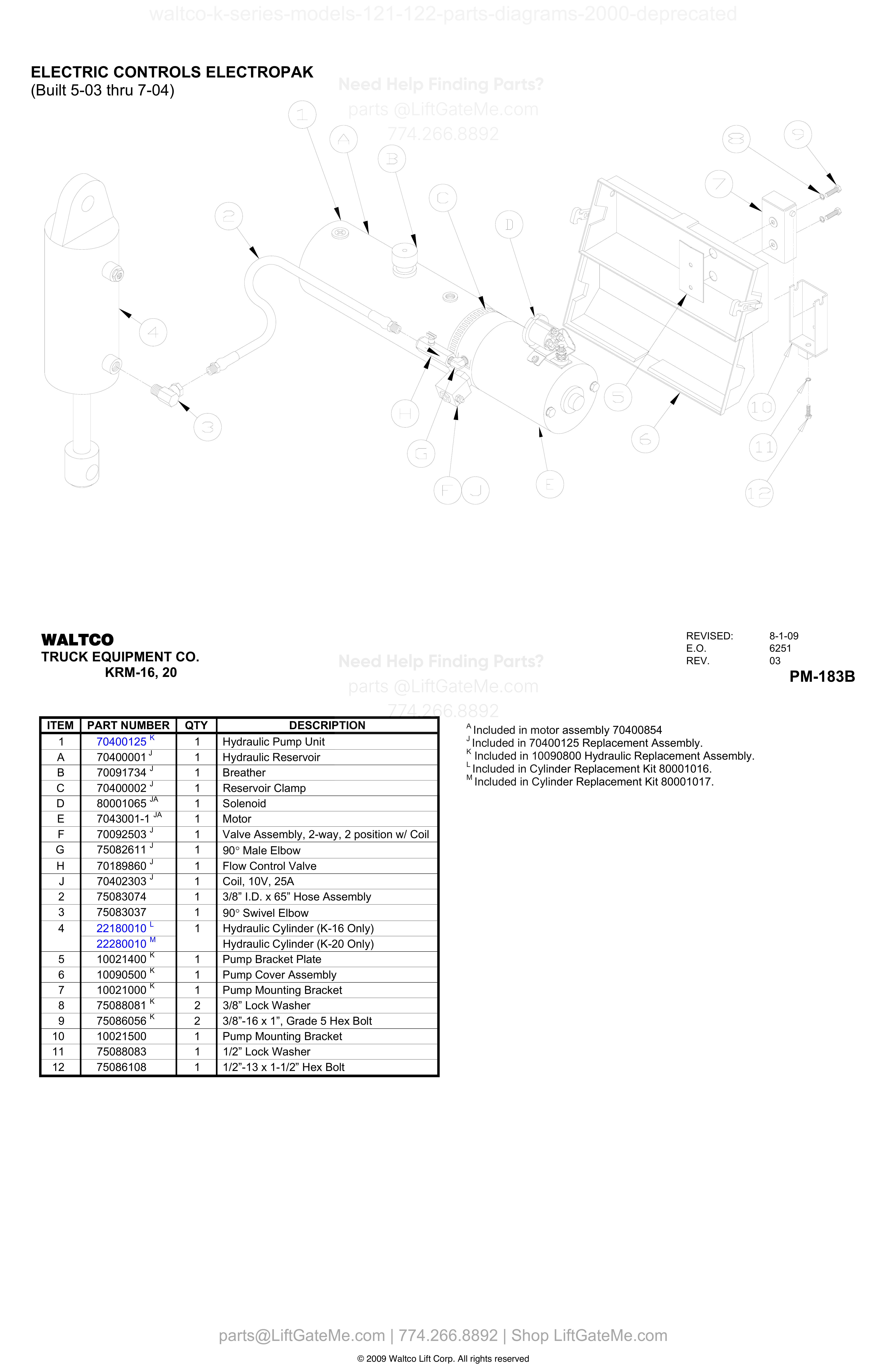 ELECTRIC CONTROLS ELECTROPAK (Built 5-03 thru 7-04) diagram