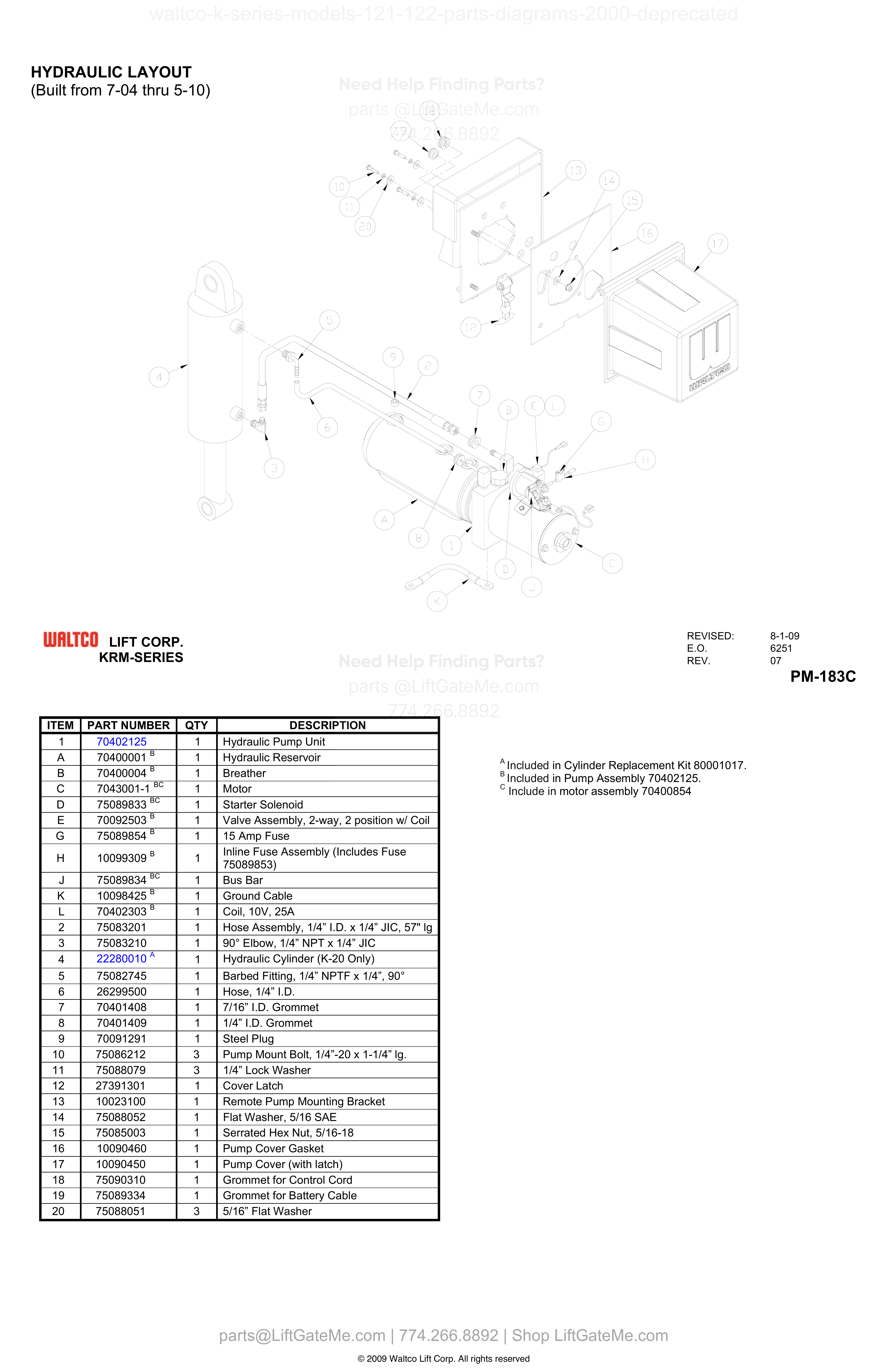 HYDRAULIC LAYOUT (Built from 7-04 thru 5-10) diagram