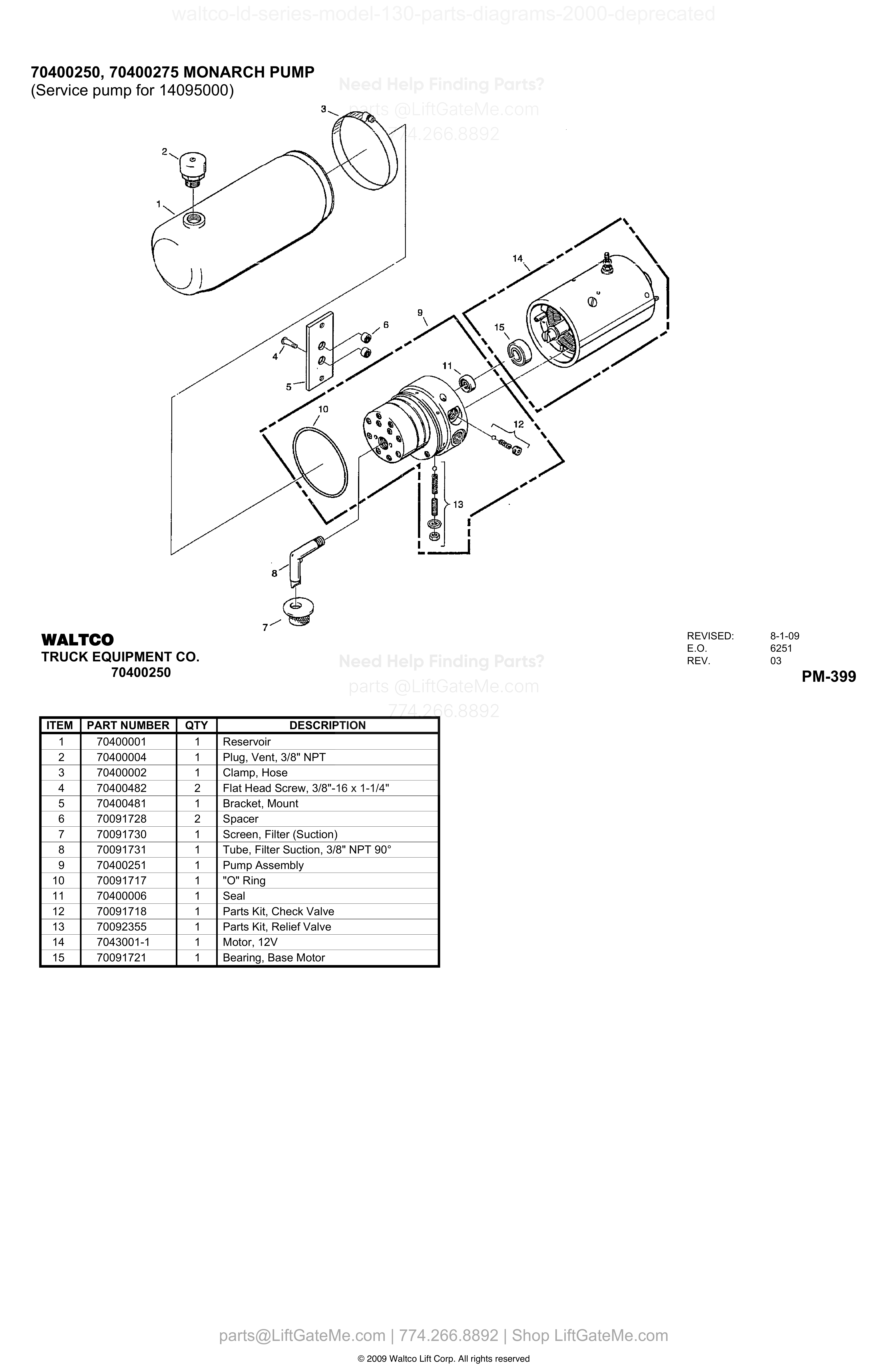 70400250, 70400275 MONARCH PUMP diagram