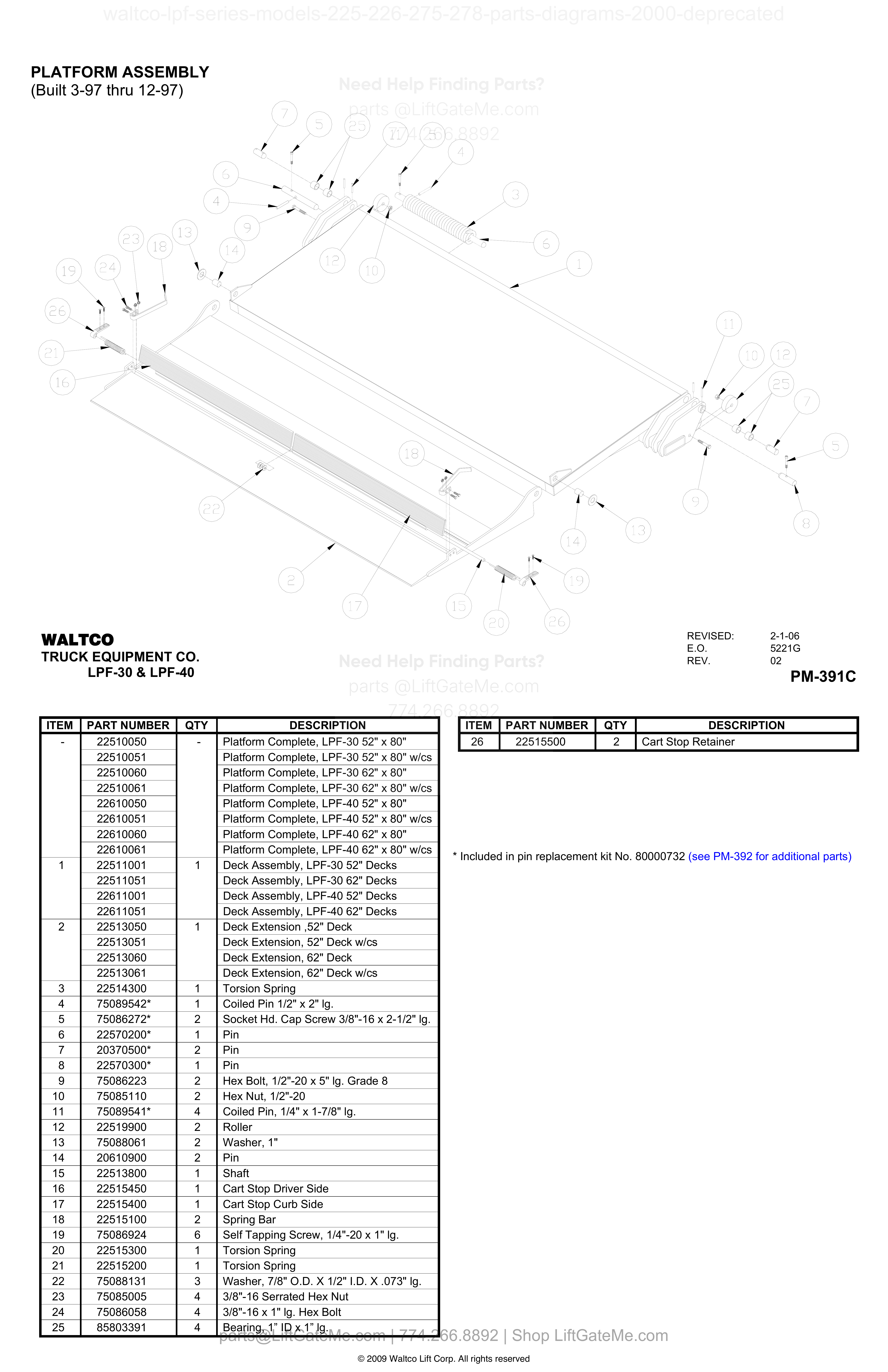 PLATFORM ASSEMBLY (Built 3-97 thru 12-97) diagram