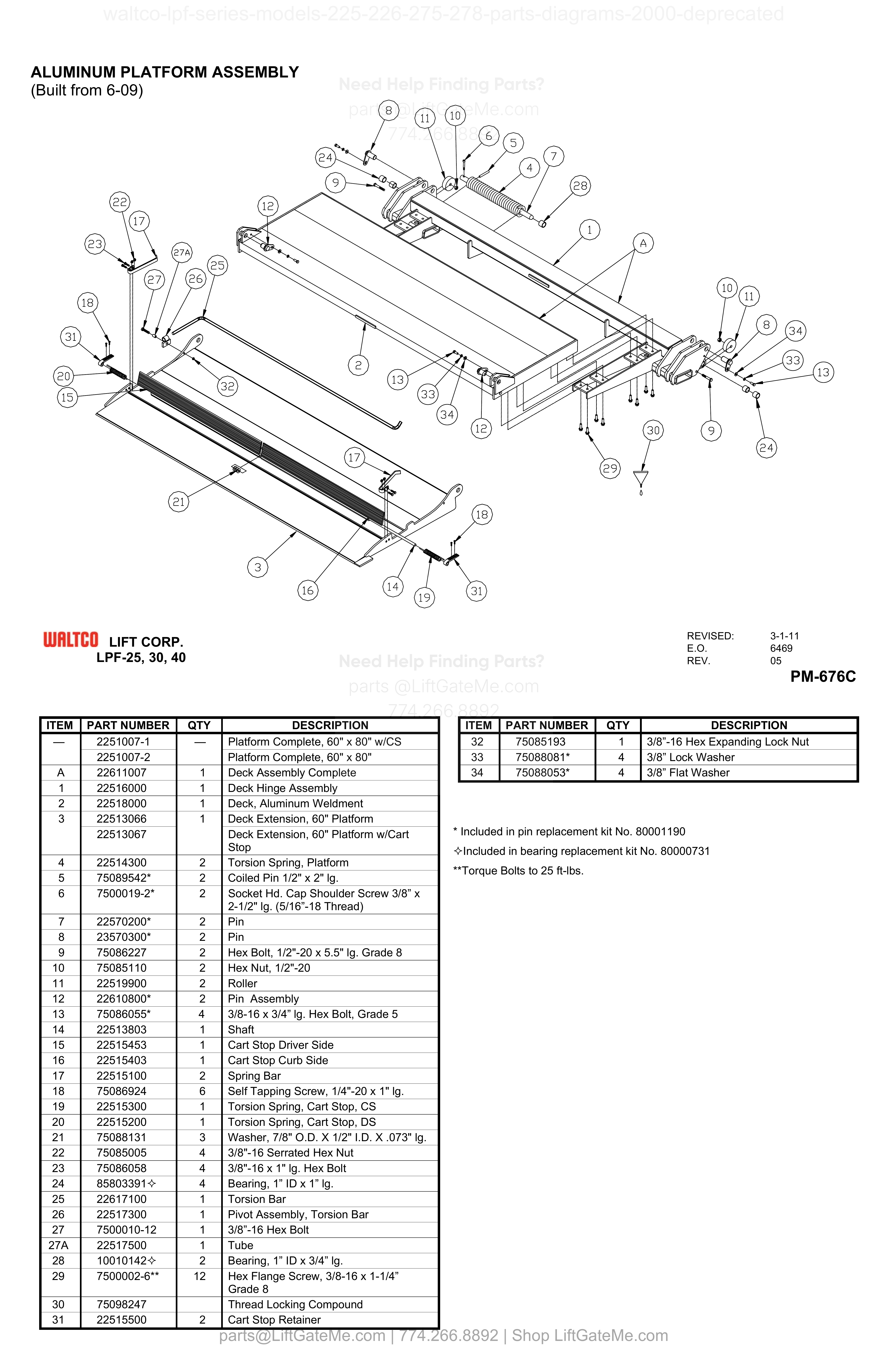 ALUMINUM PLATFORM ASSEMBLY (Built from 6-09) diagram