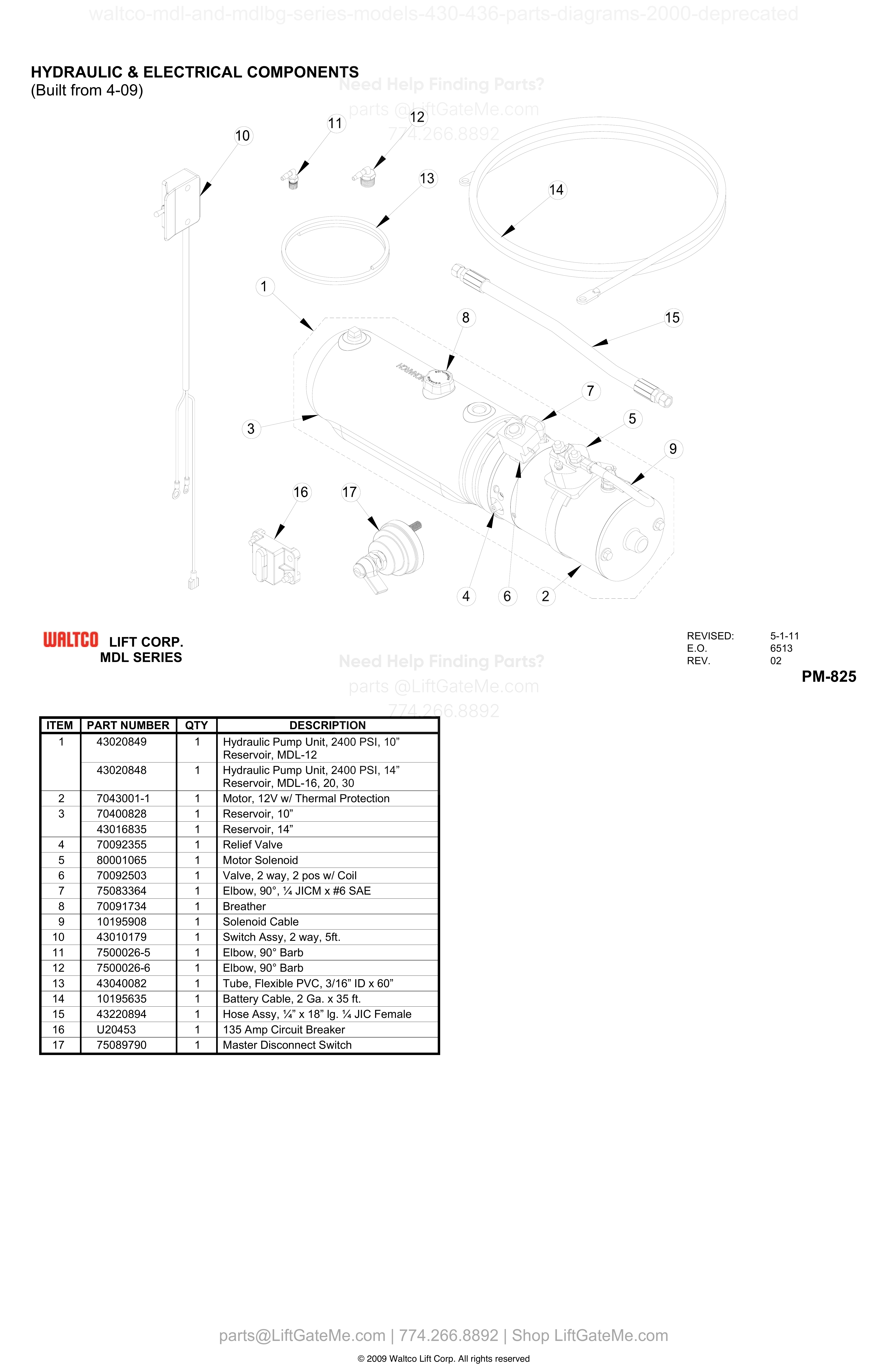 HYDRAULIC & ELECTRICAL COMPONENTS diagram