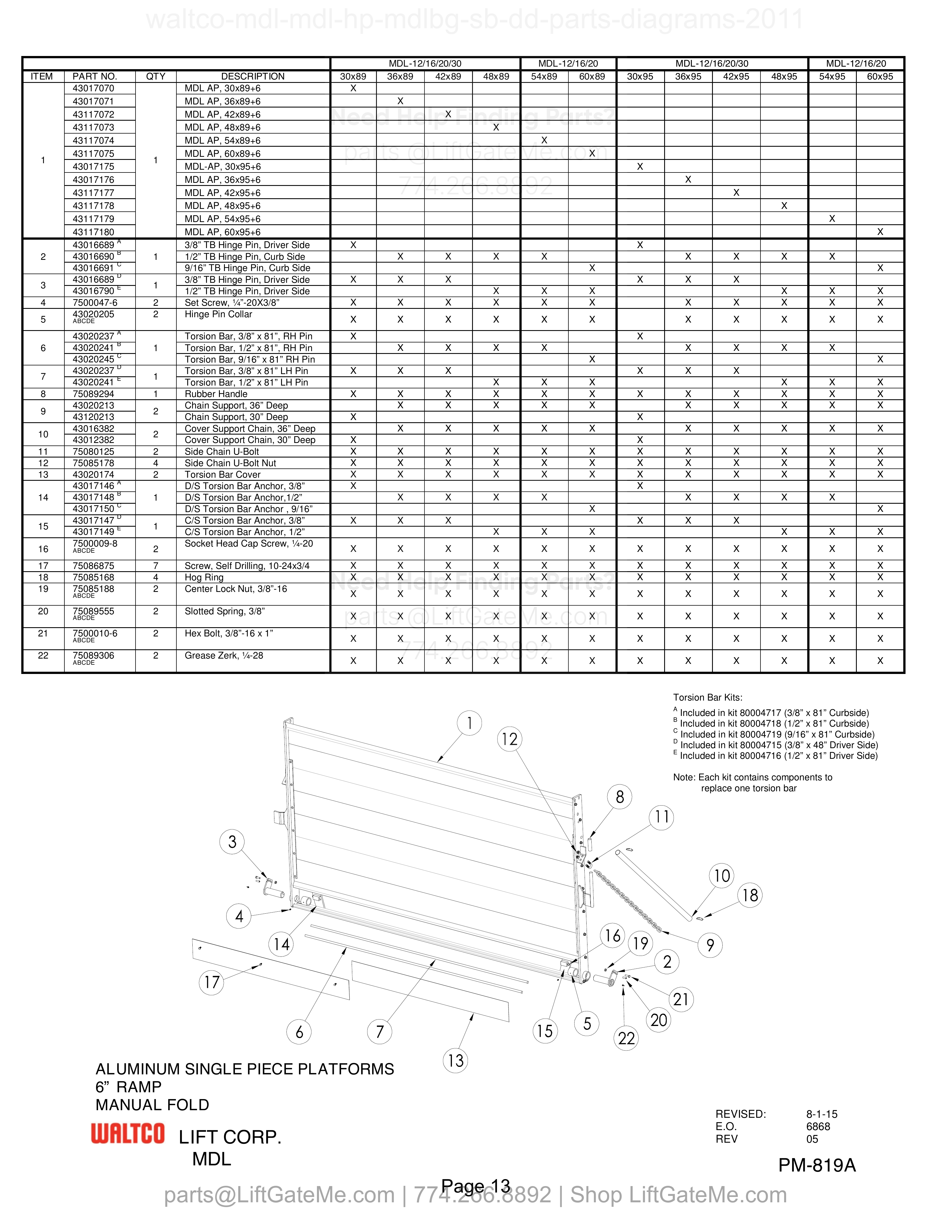 ALUMINUM SINGLE PIECE PLATFORMS diagram