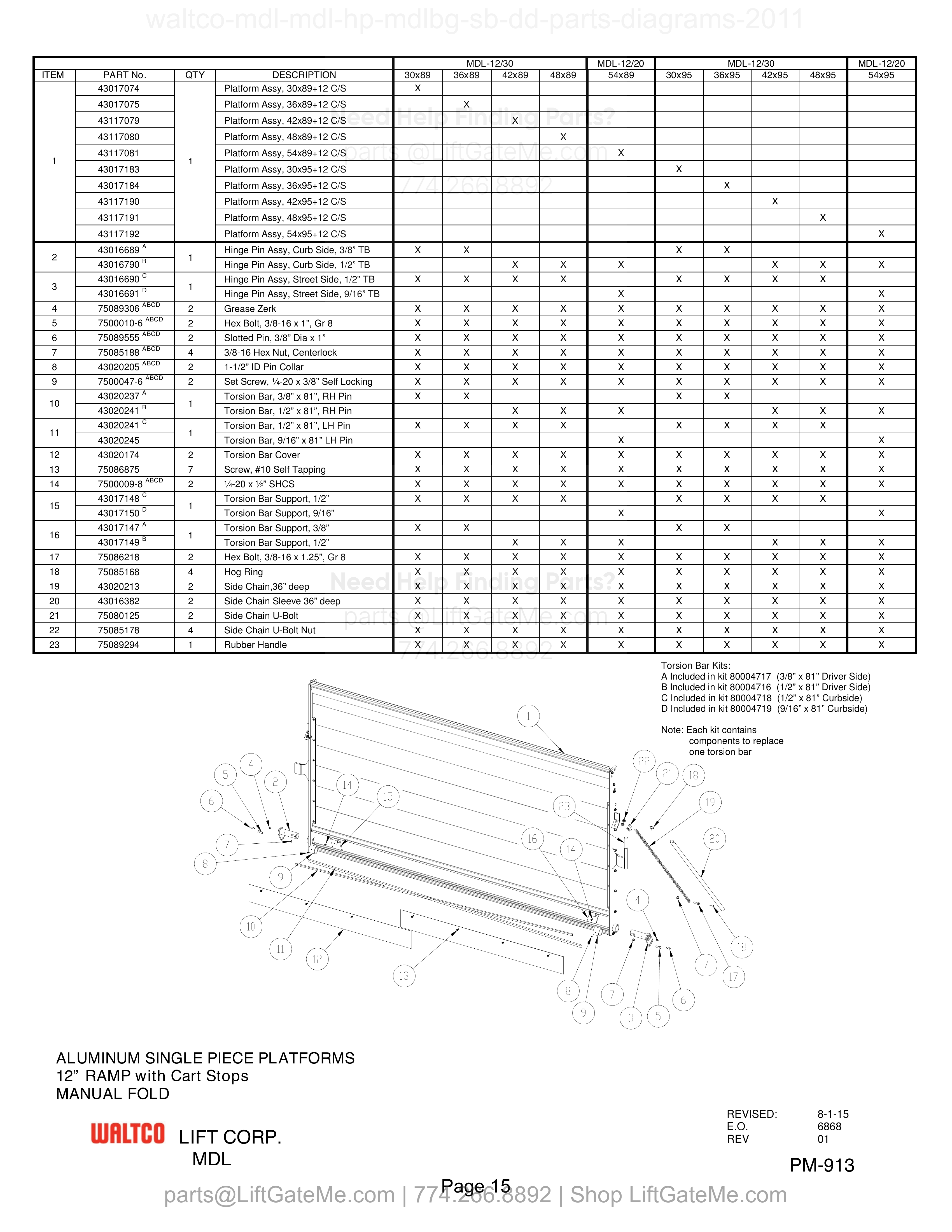 ALUMINUM SINGLE PIECE PLATFORMS diagram