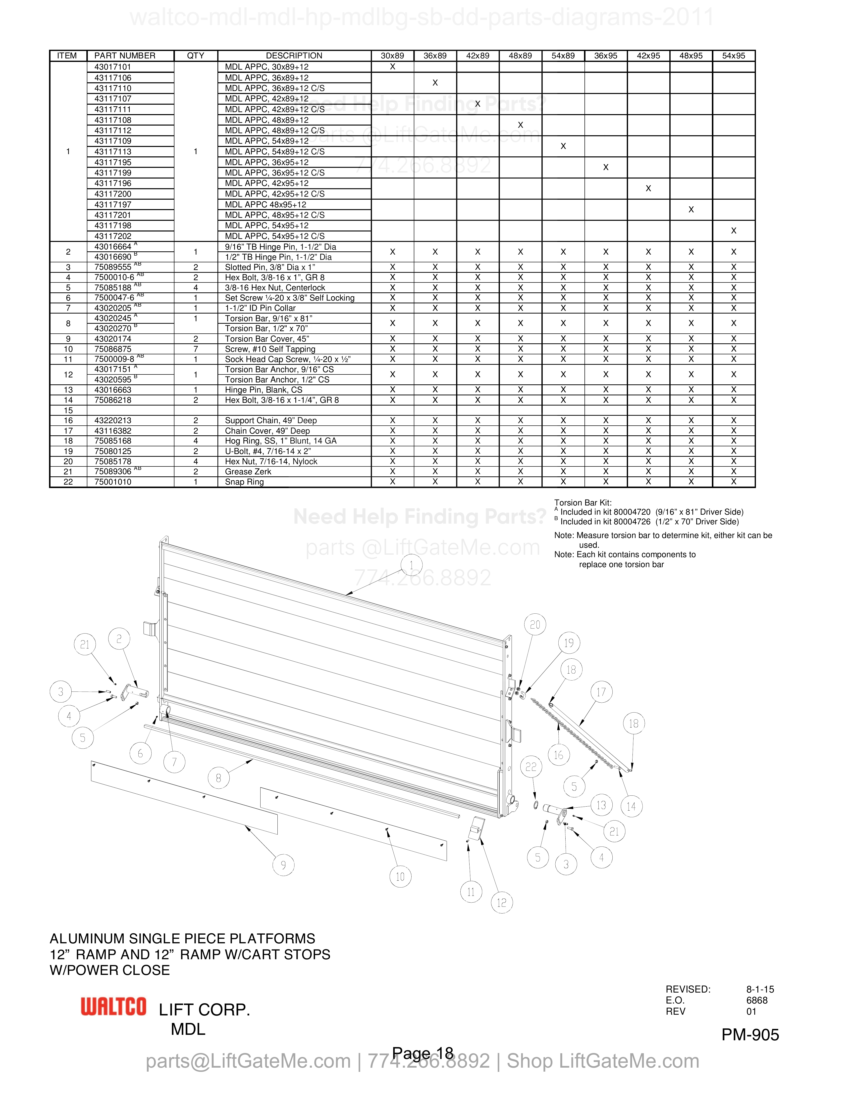 ALUMINUM SINGLE PIECE PLATFORMS diagram