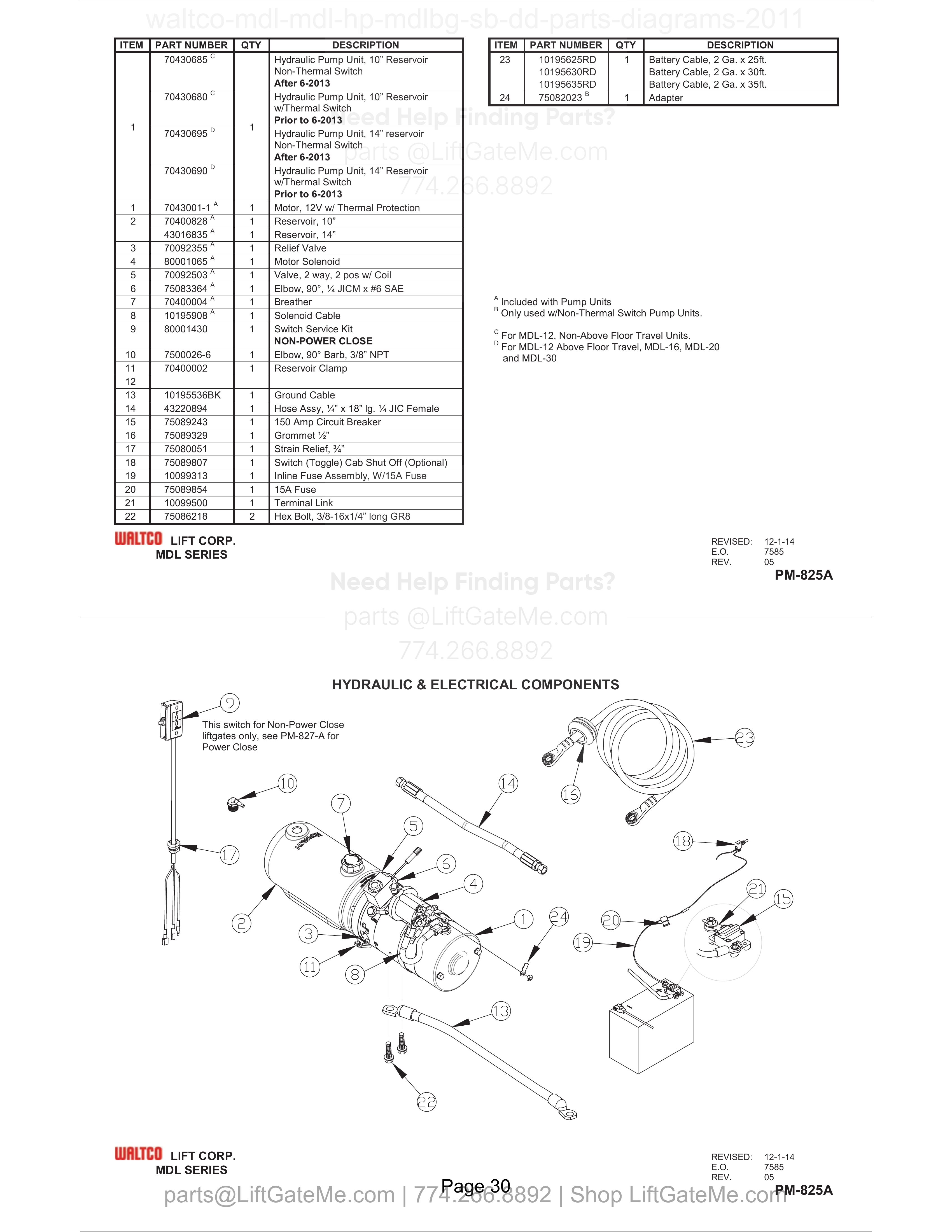 HYDRAULIC & ELECTRICAL COMPONENTS diagram