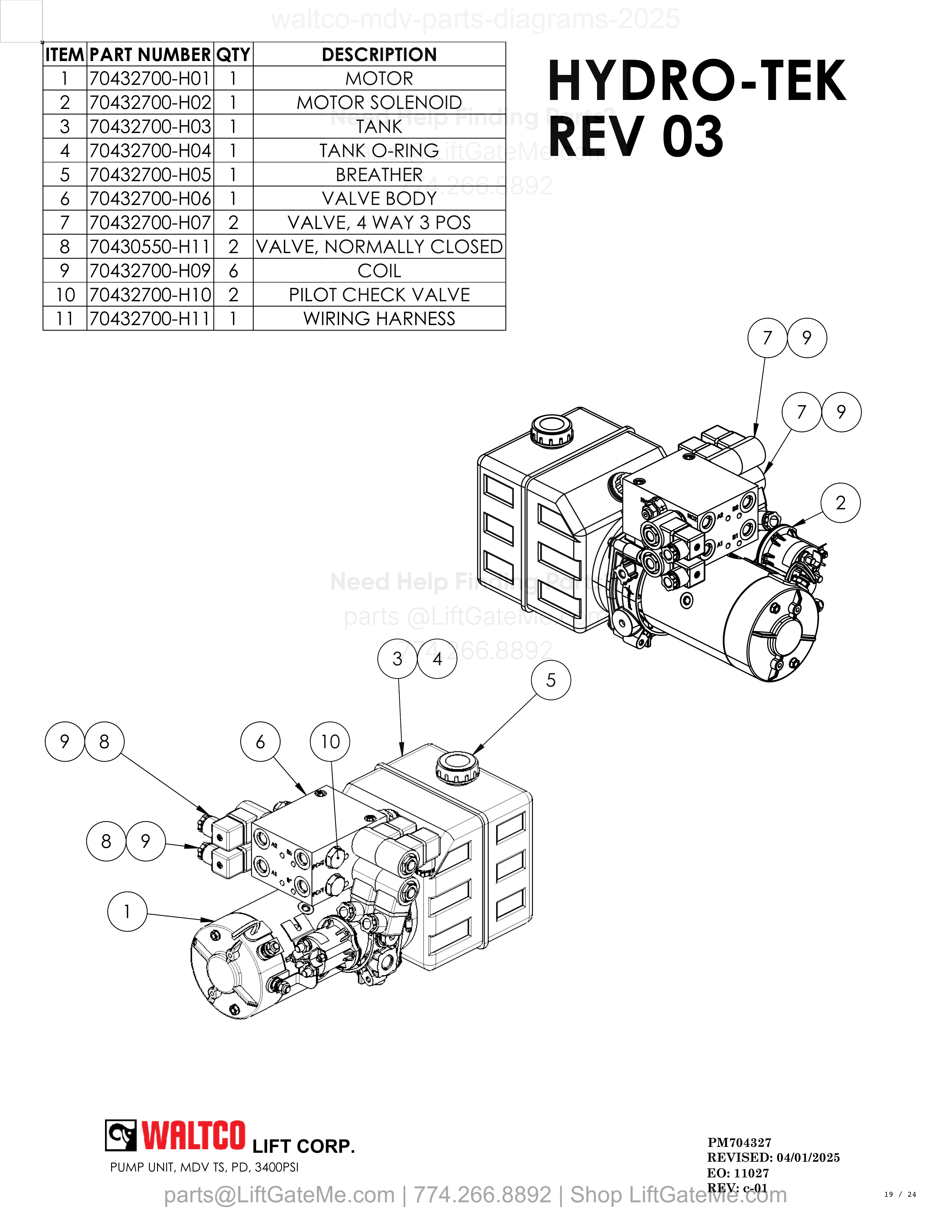 PUMP UNIT, MDV TS, PD, 3400PSI diagram