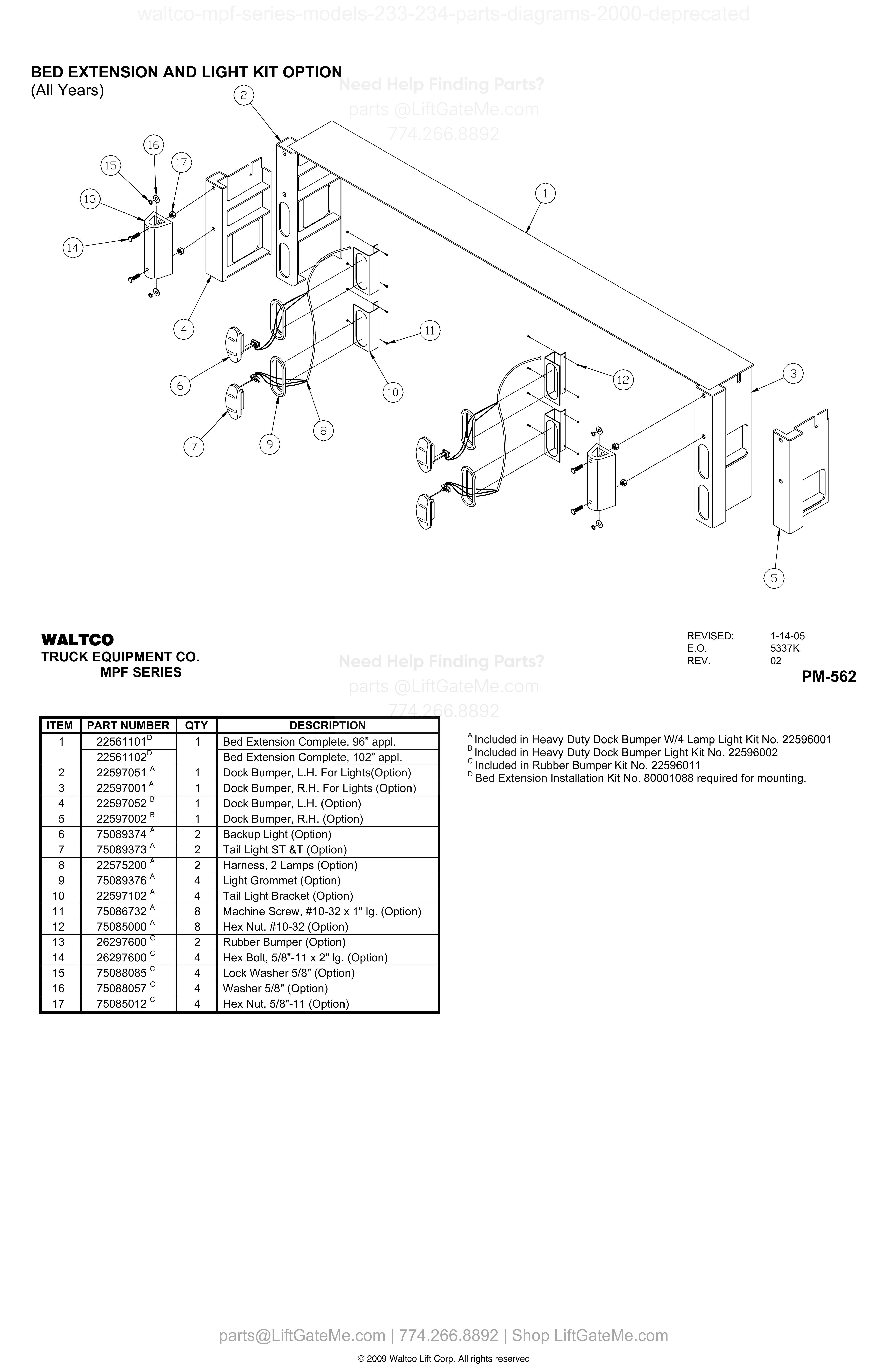 BED EXTENSION AND LIGHT KIT OPTION diagram
