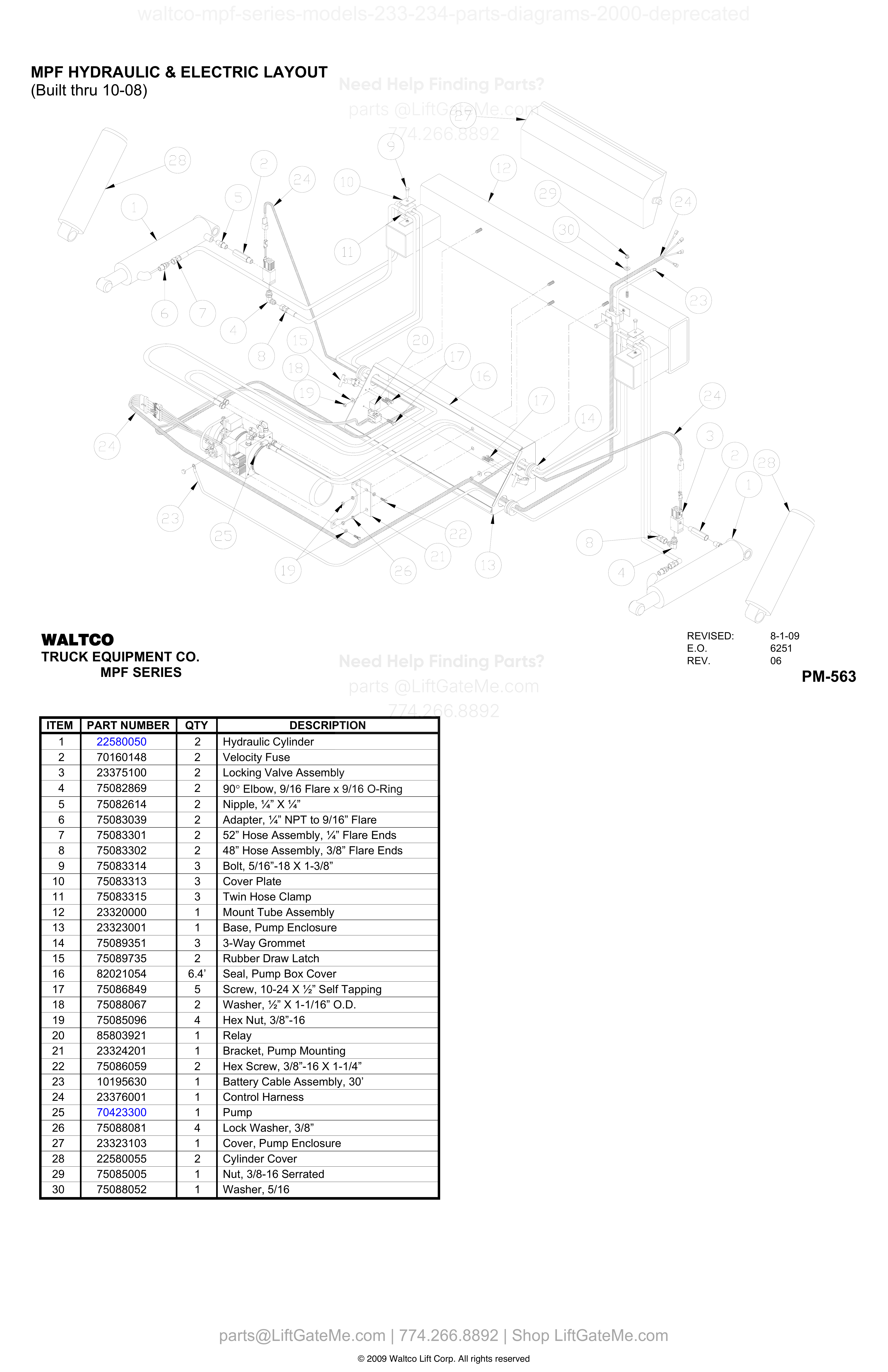 MPF HYDRAULIC & ELECTRIC LAYOUT diagram