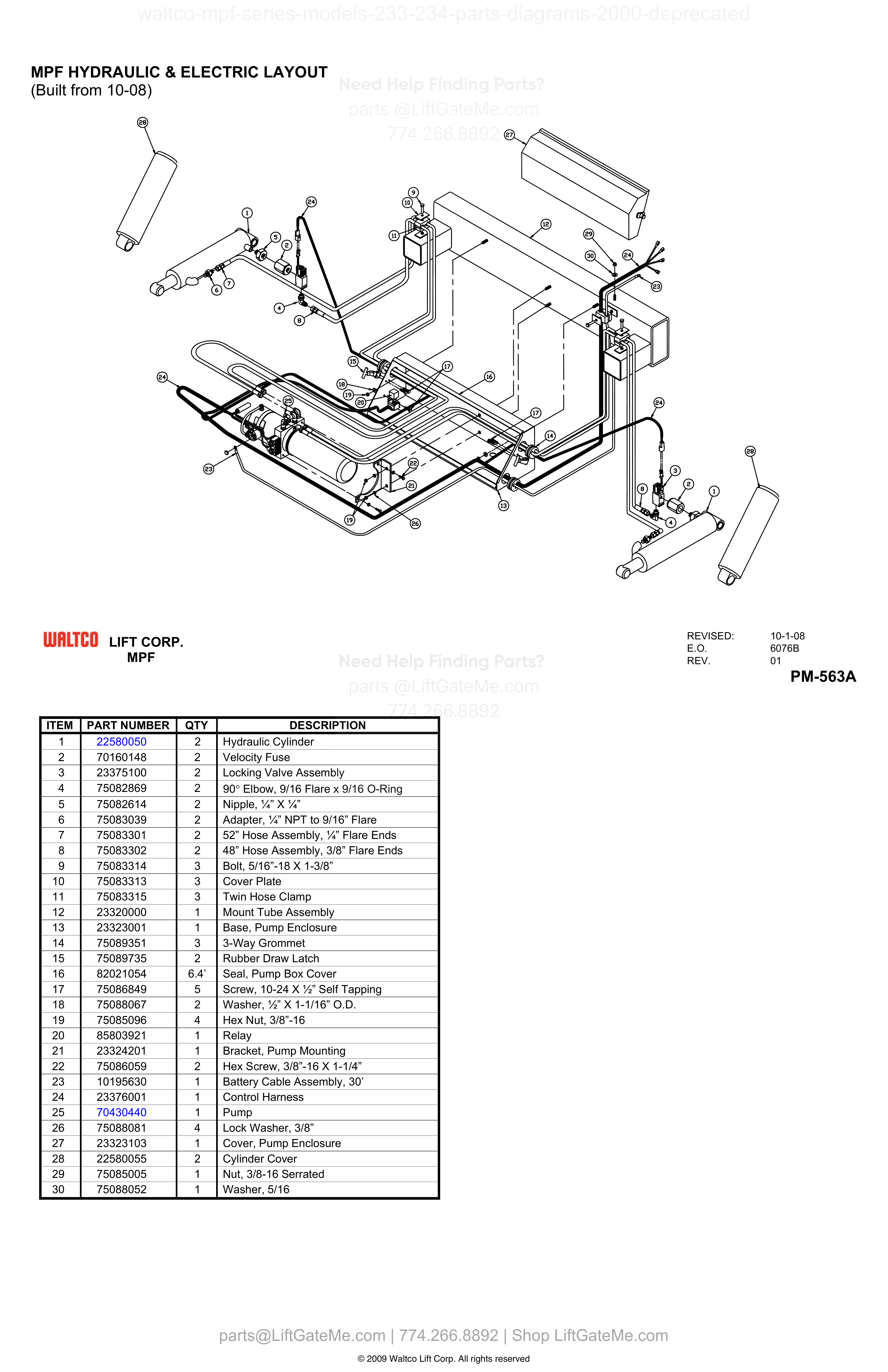 MPF HYDRAULIC & ELECTRIC LAYOUT (Built from 10-08) diagram