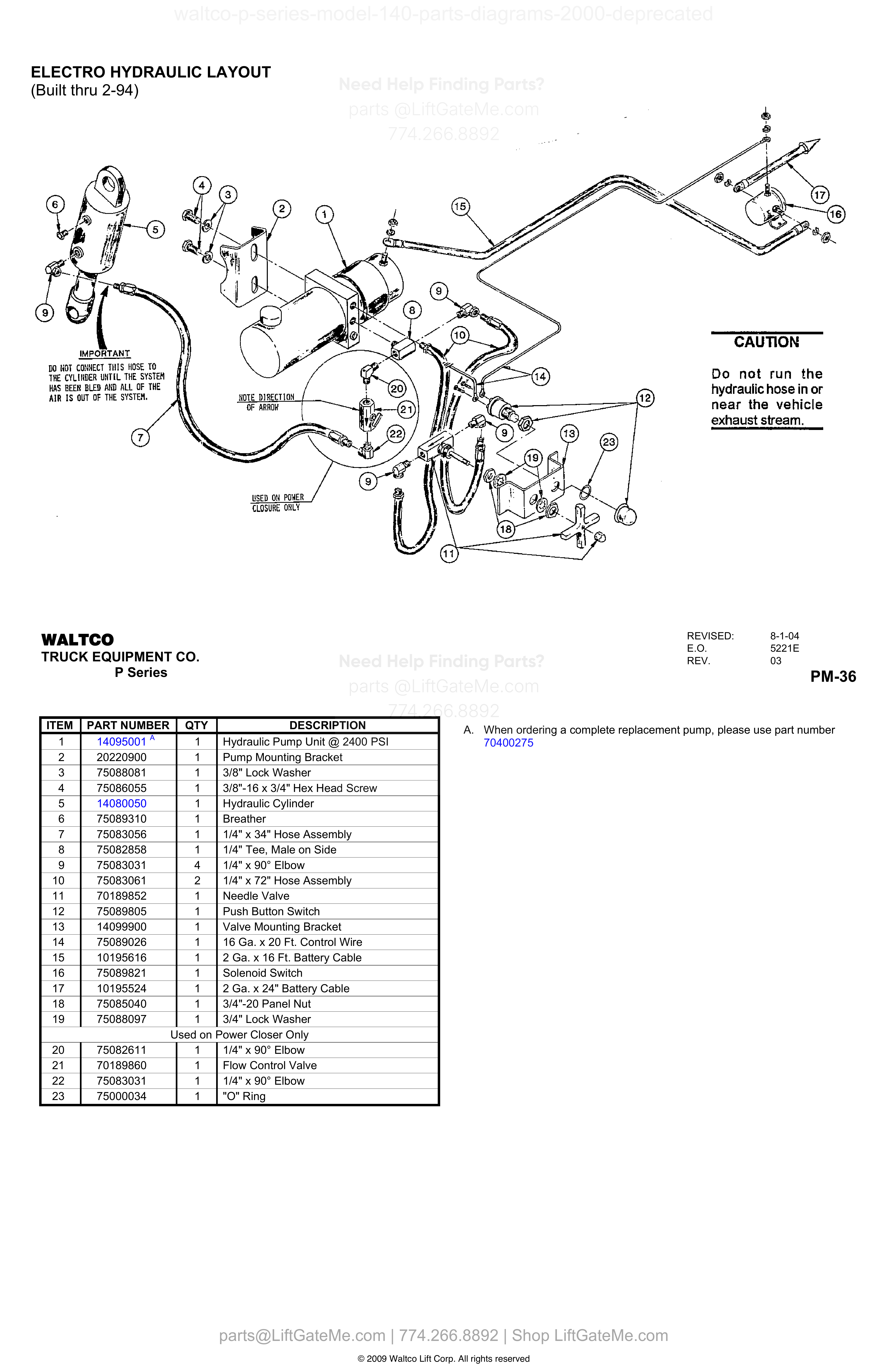 ELECTRO HYDRAULIC LAYOUT (Built thru 2-94) diagram