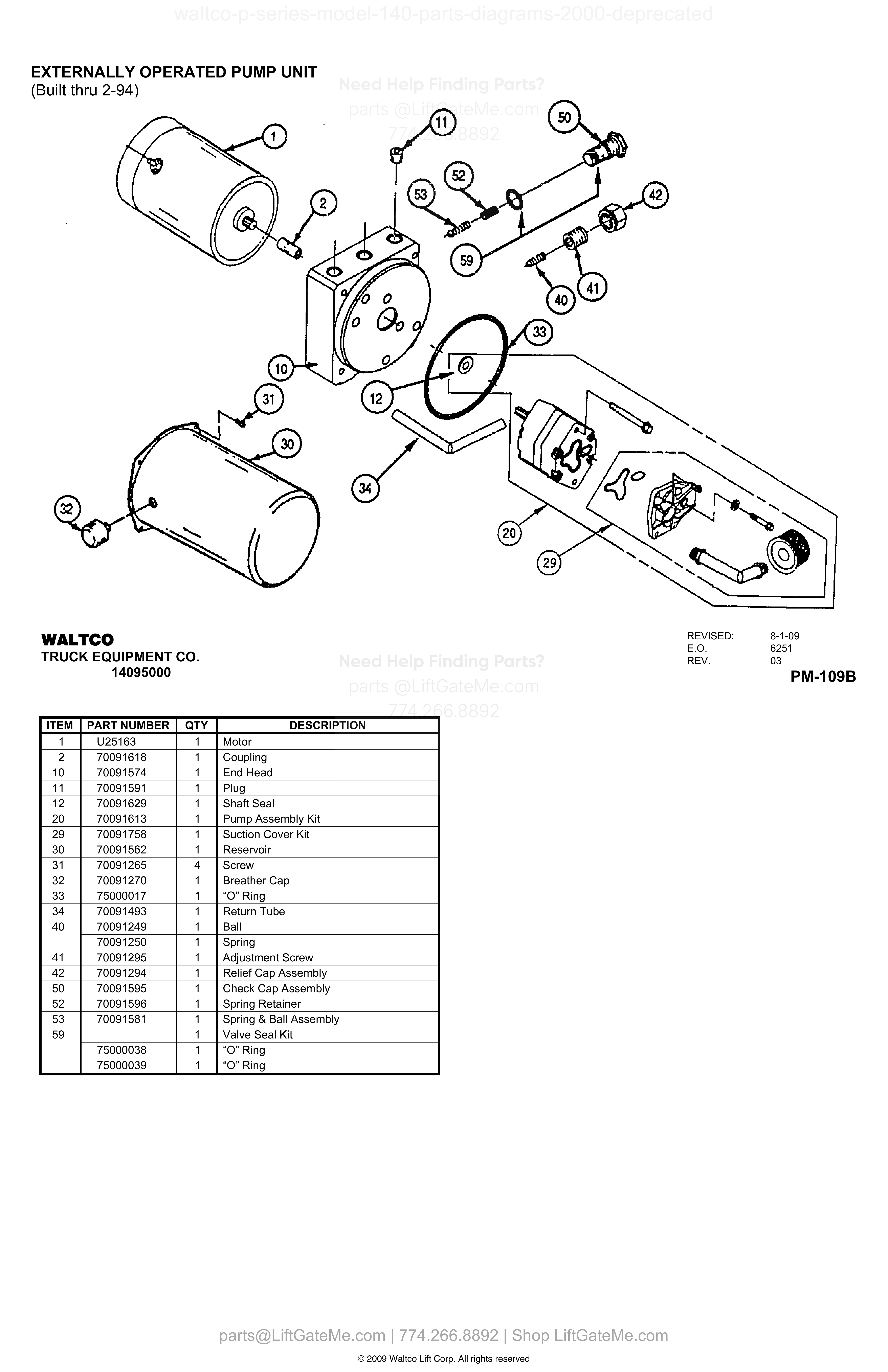 EXTERNALLY OPERATED PUMP UNIT diagram