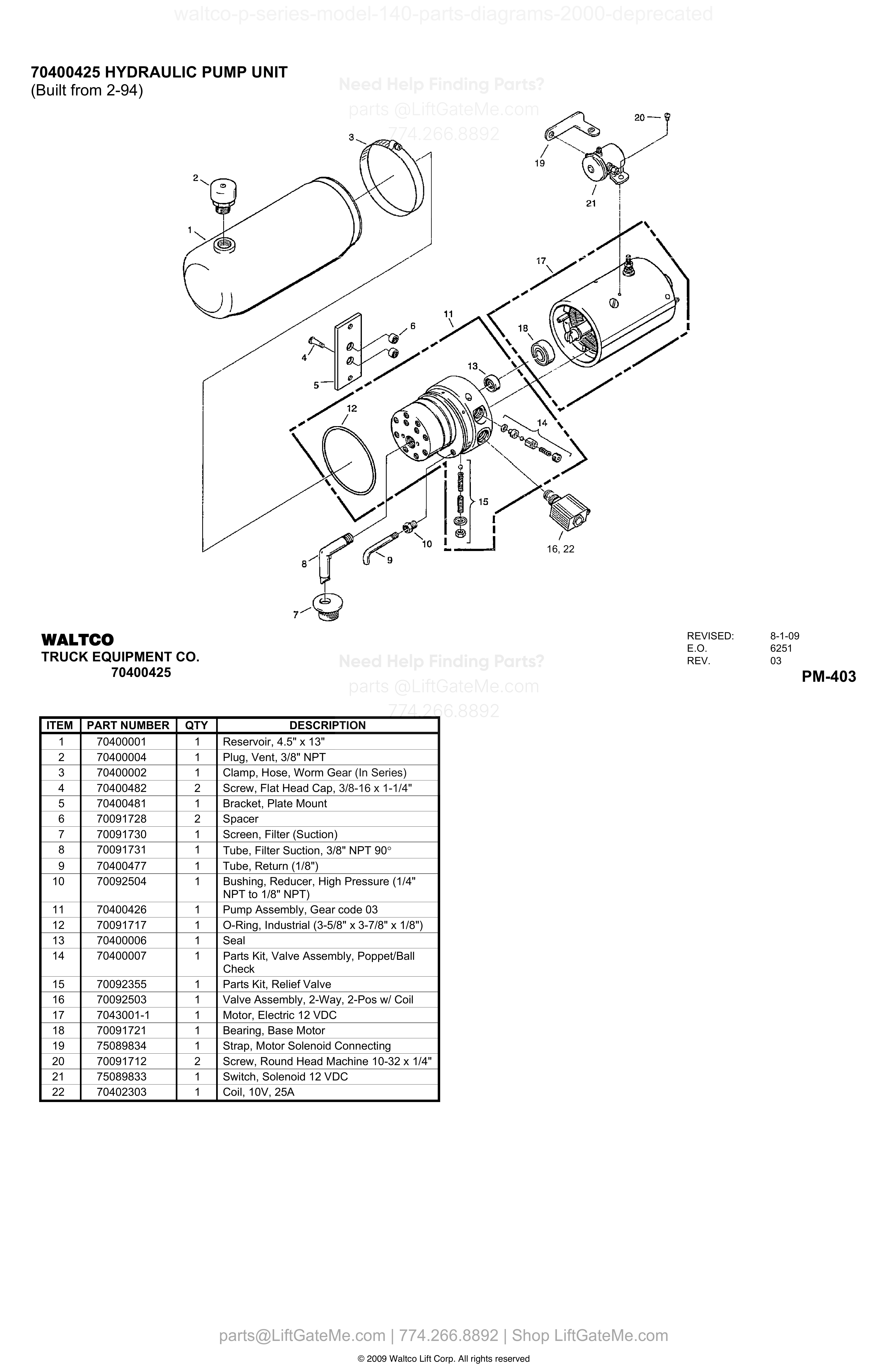 70400425 HYDRAULIC PUMP UNIT diagram