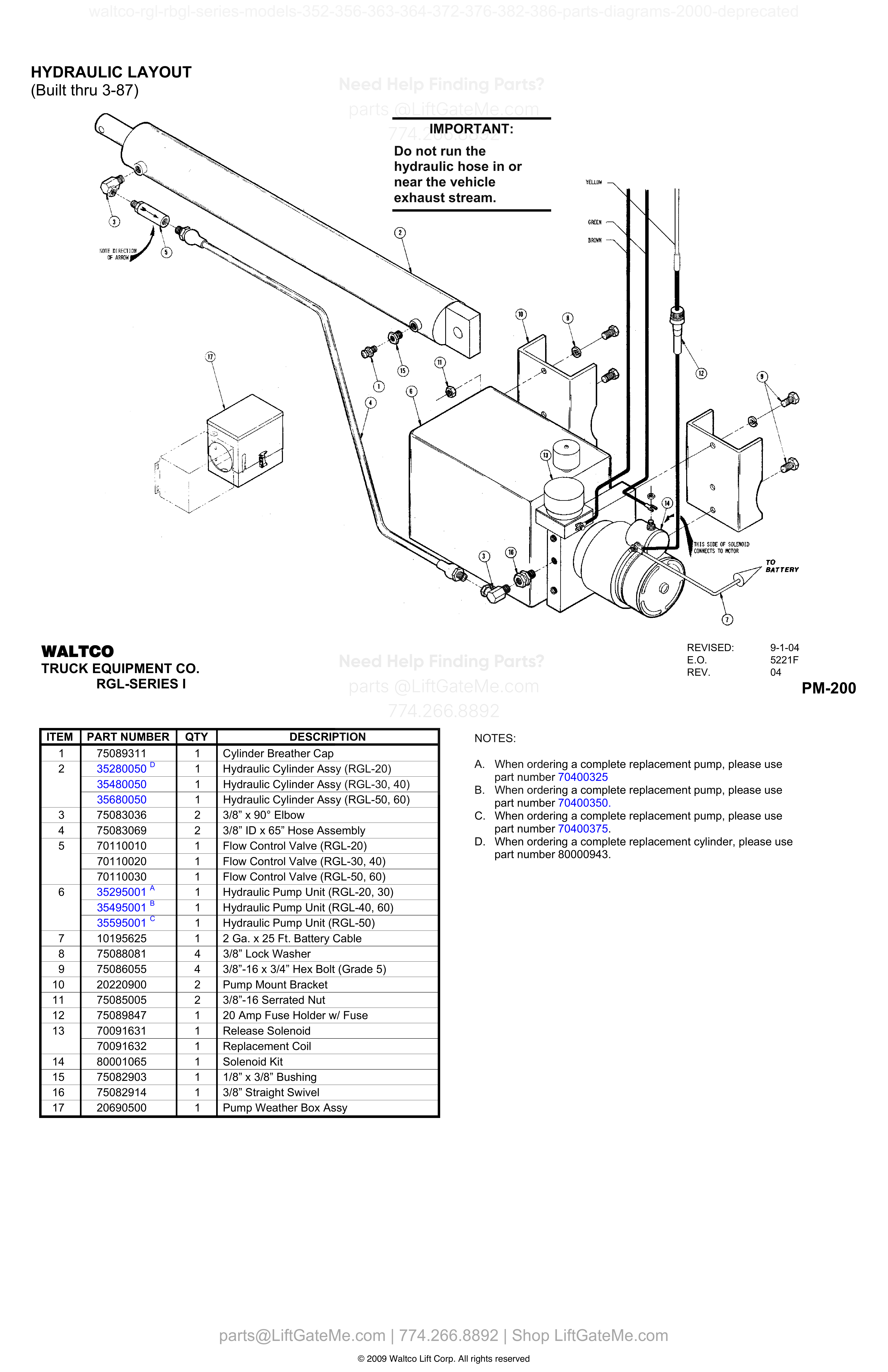 HYDRAULIC LAYOUT (Built thru 3-87) diagram