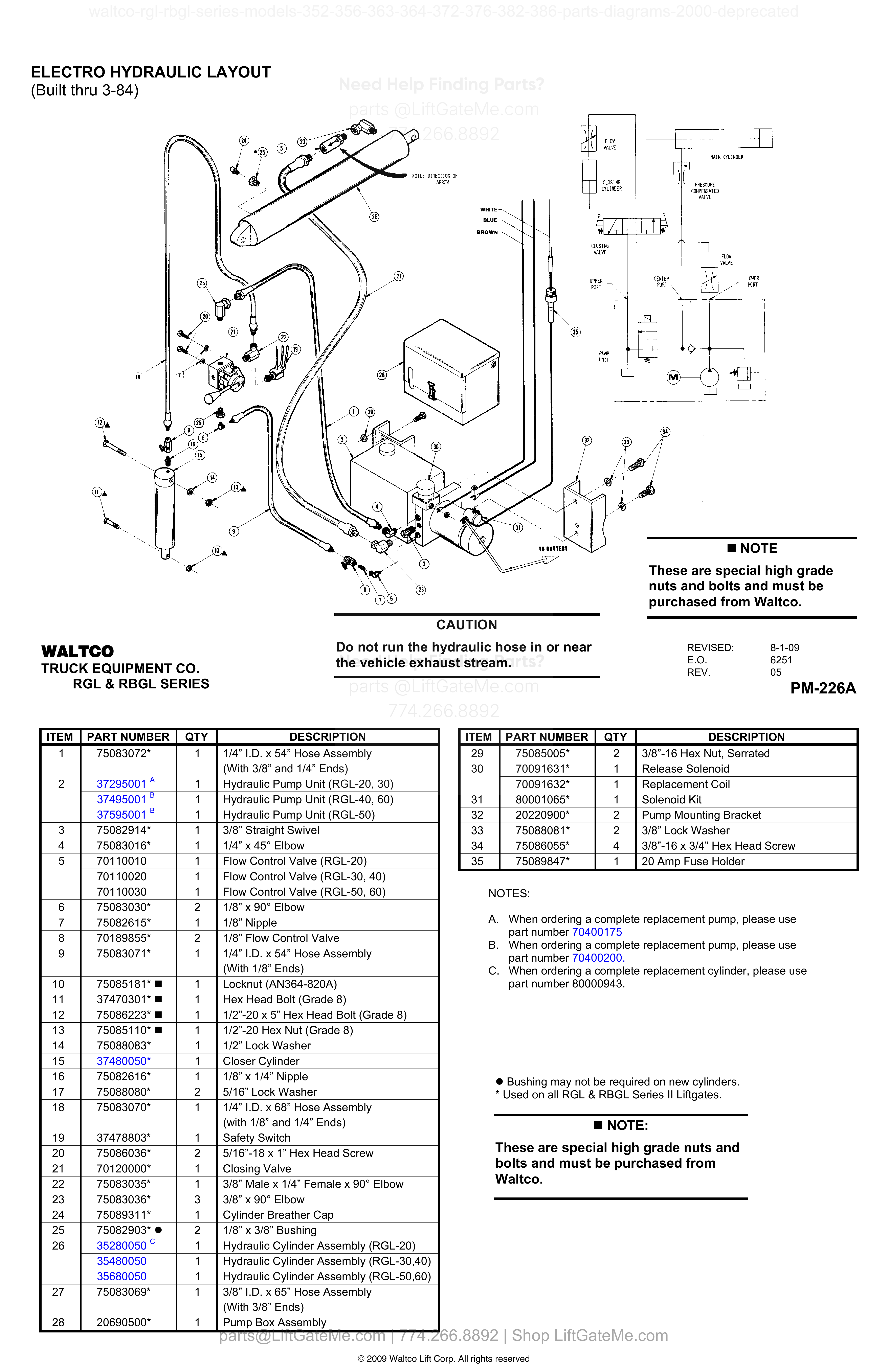 ELECTRO HYDRAULIC LAYOUT (Built thru 3-84) diagram