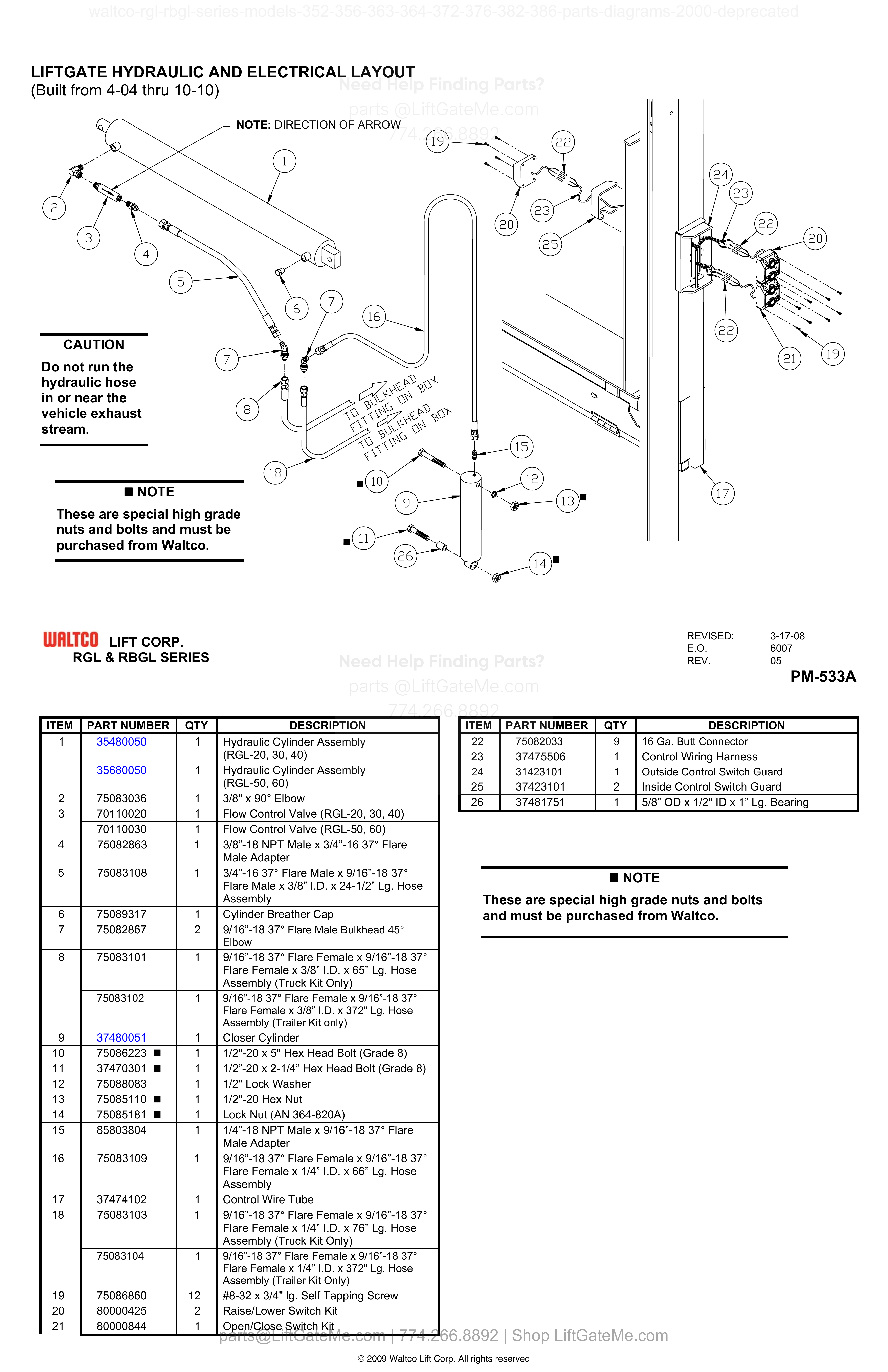 LIFTGATE HYDRAULIC AND ELECTRICAL LAYOUT diagram