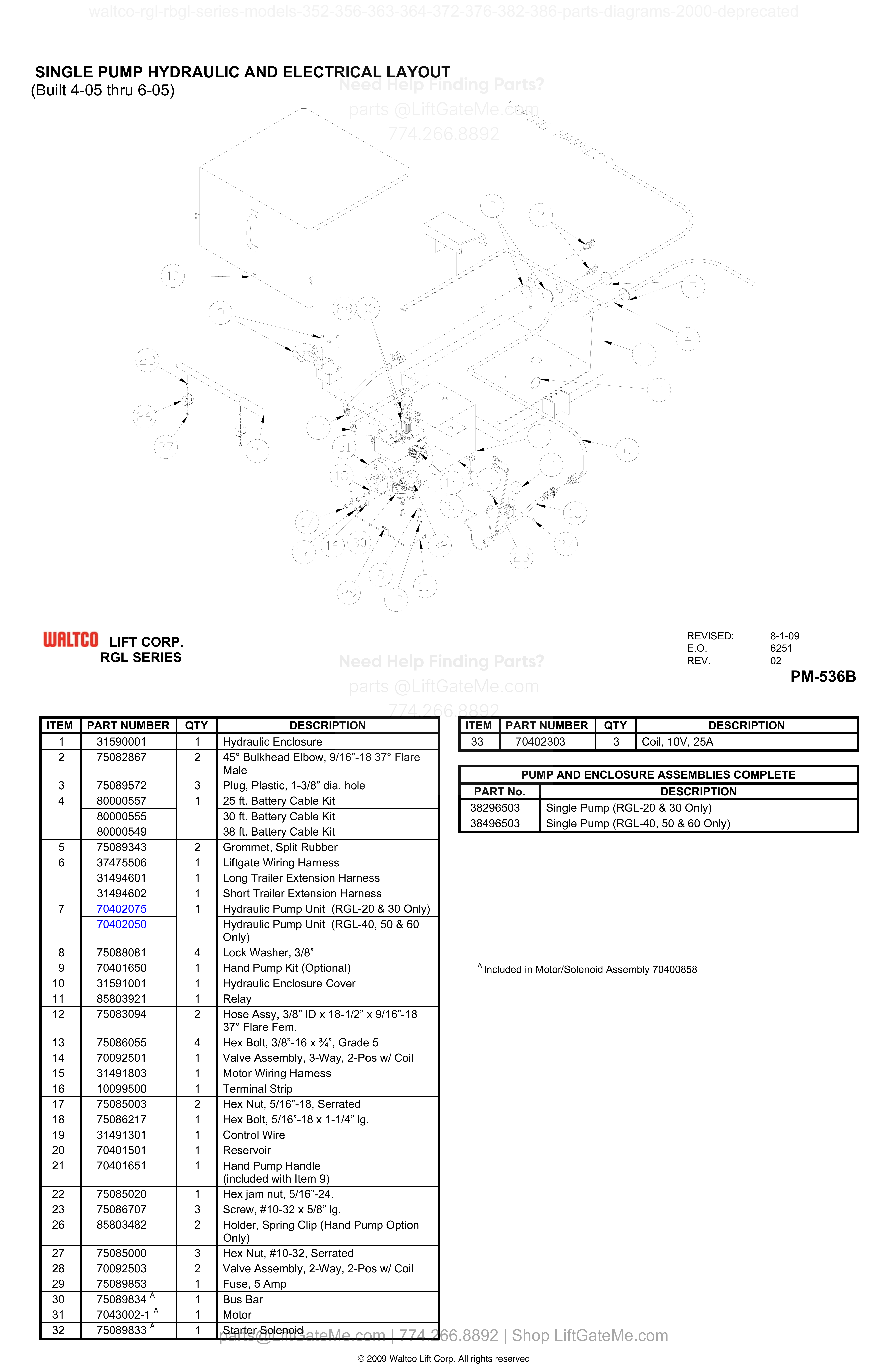 SINGLE PUMP HYDRAULIC AND ELECTRICAL LAYOUT diagram