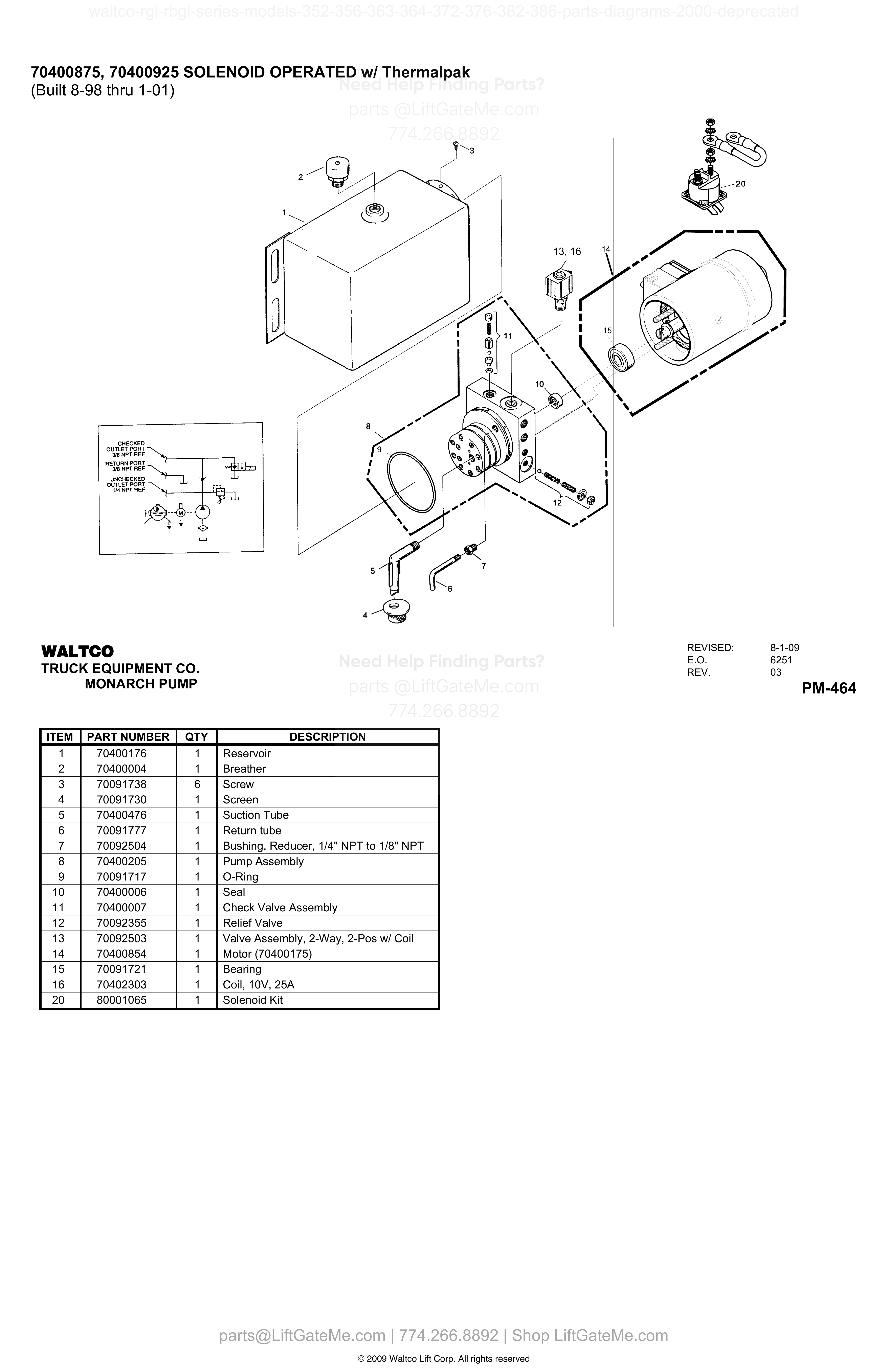 70400875, 70400925 SOLENOID OPERATED w/ Thermalpak diagram