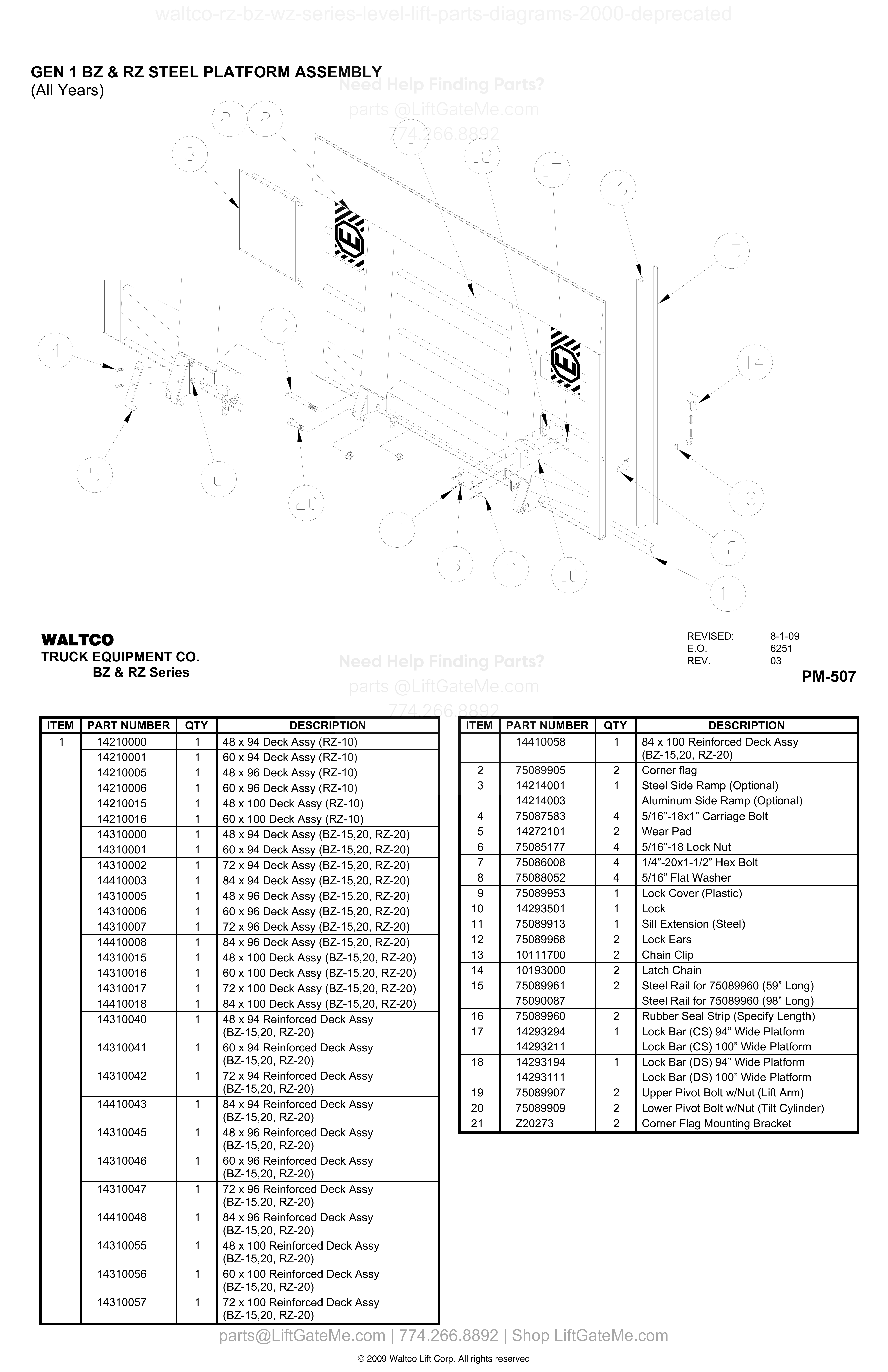 GEN 1 BZ & RZ STEEL PLATFORM ASSEMBLY diagram