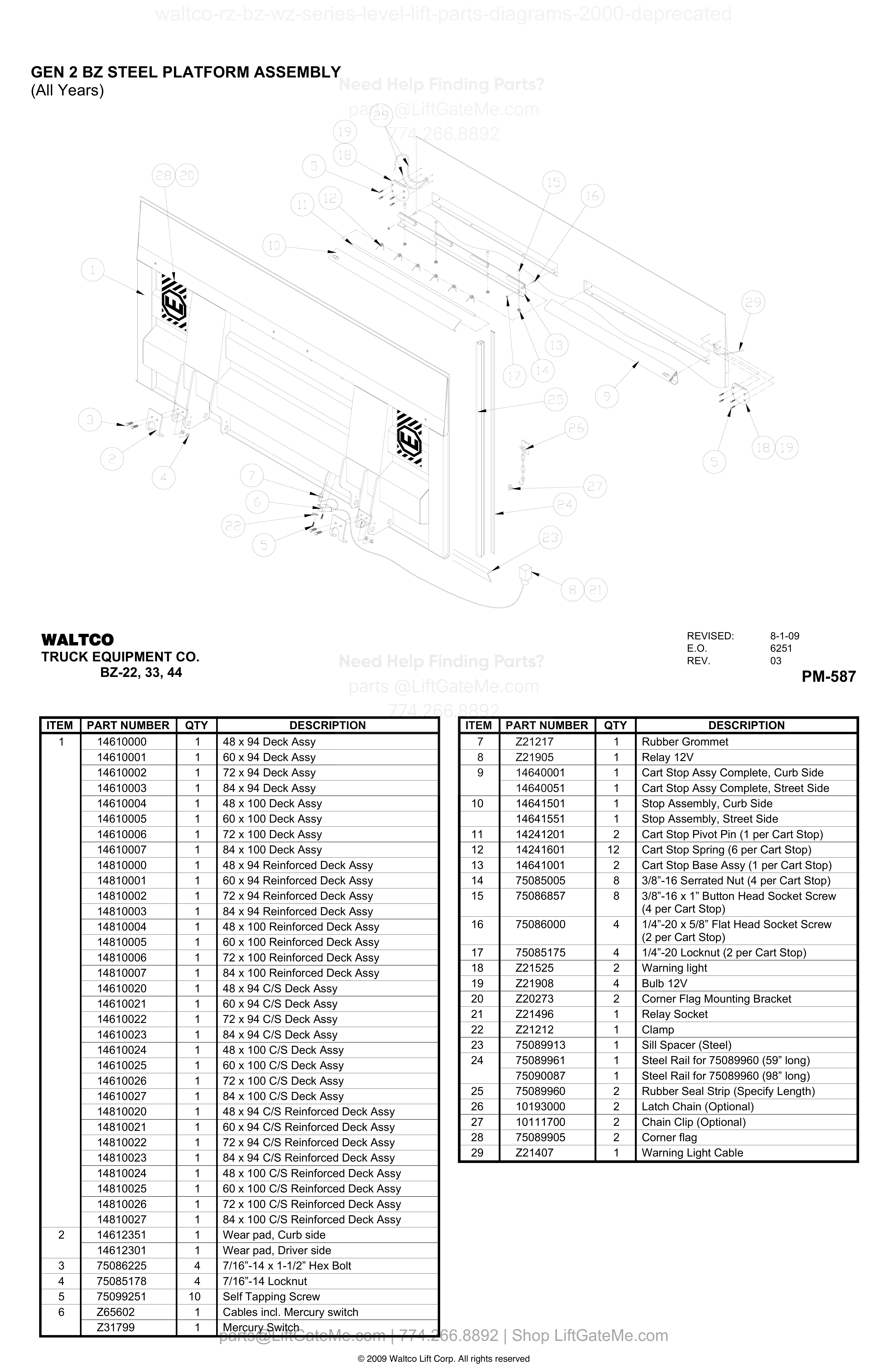 GEN 2 BZ STEEL PLATFORM ASSEMBLY diagram
