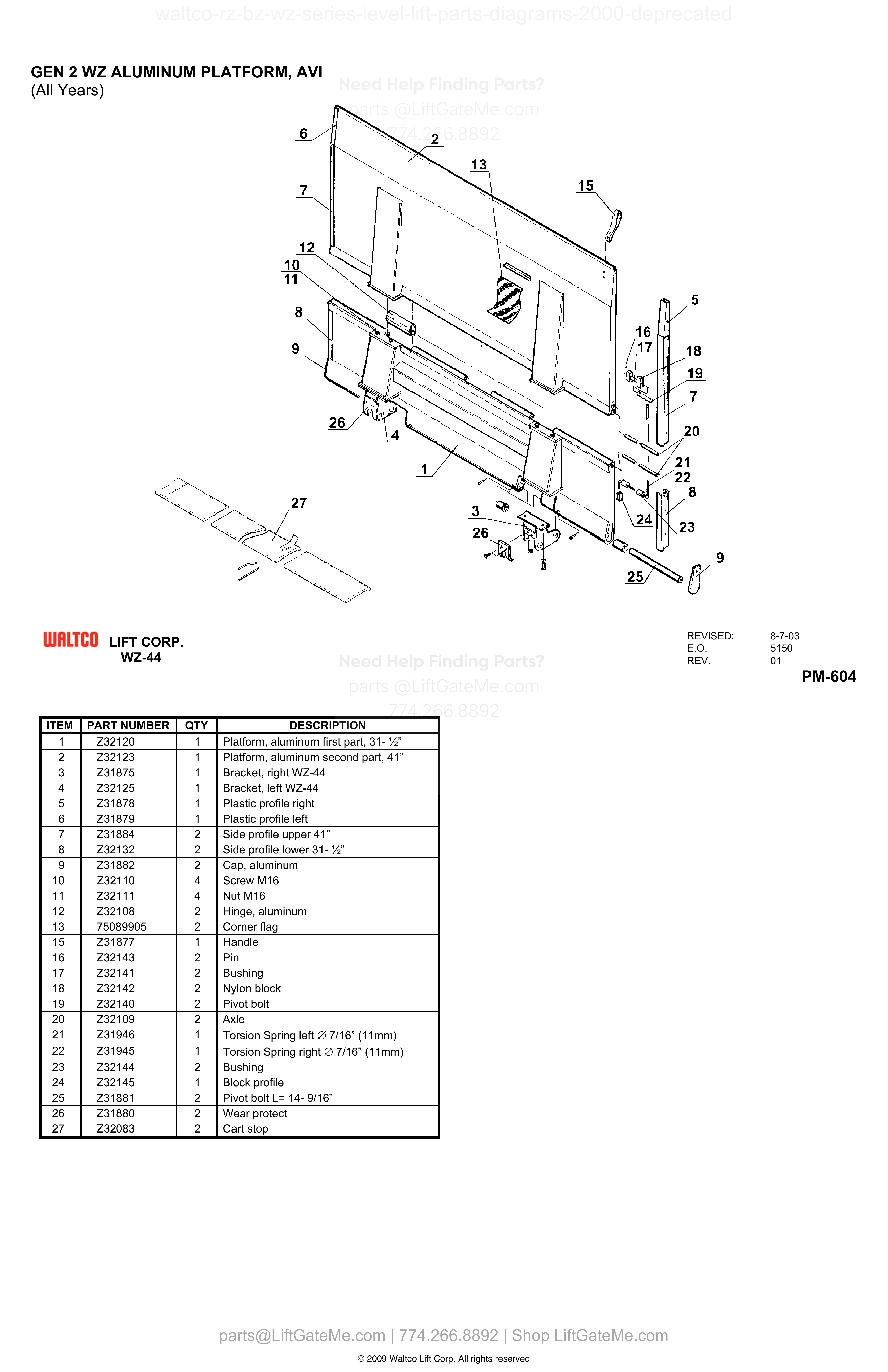 GEN 2 WZ ALUMINUM PLATFORM, AVI (All Years) diagram