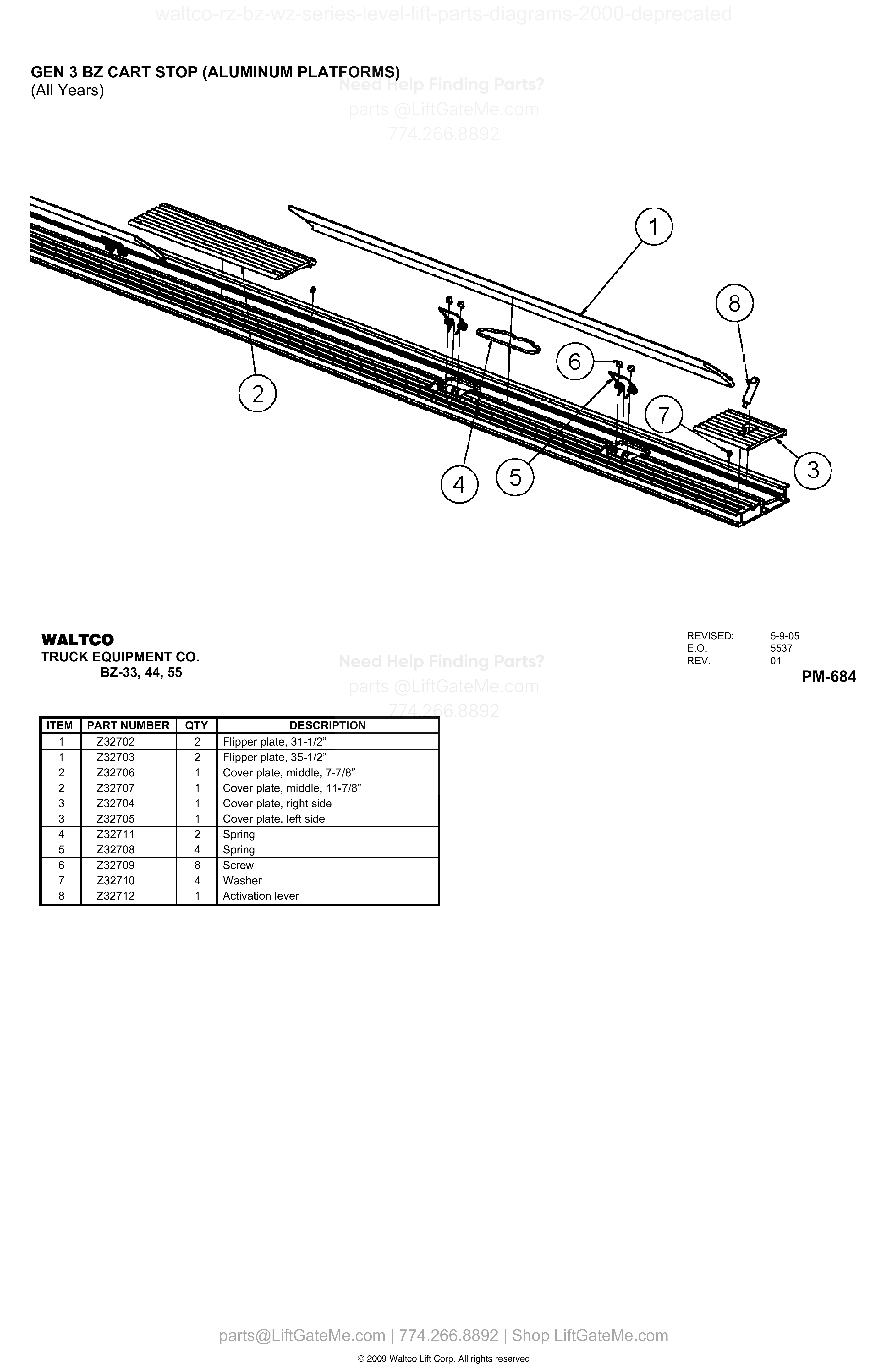 GEN 3 BZ CART STOP (ALUMINUM PLATFORMS) diagram