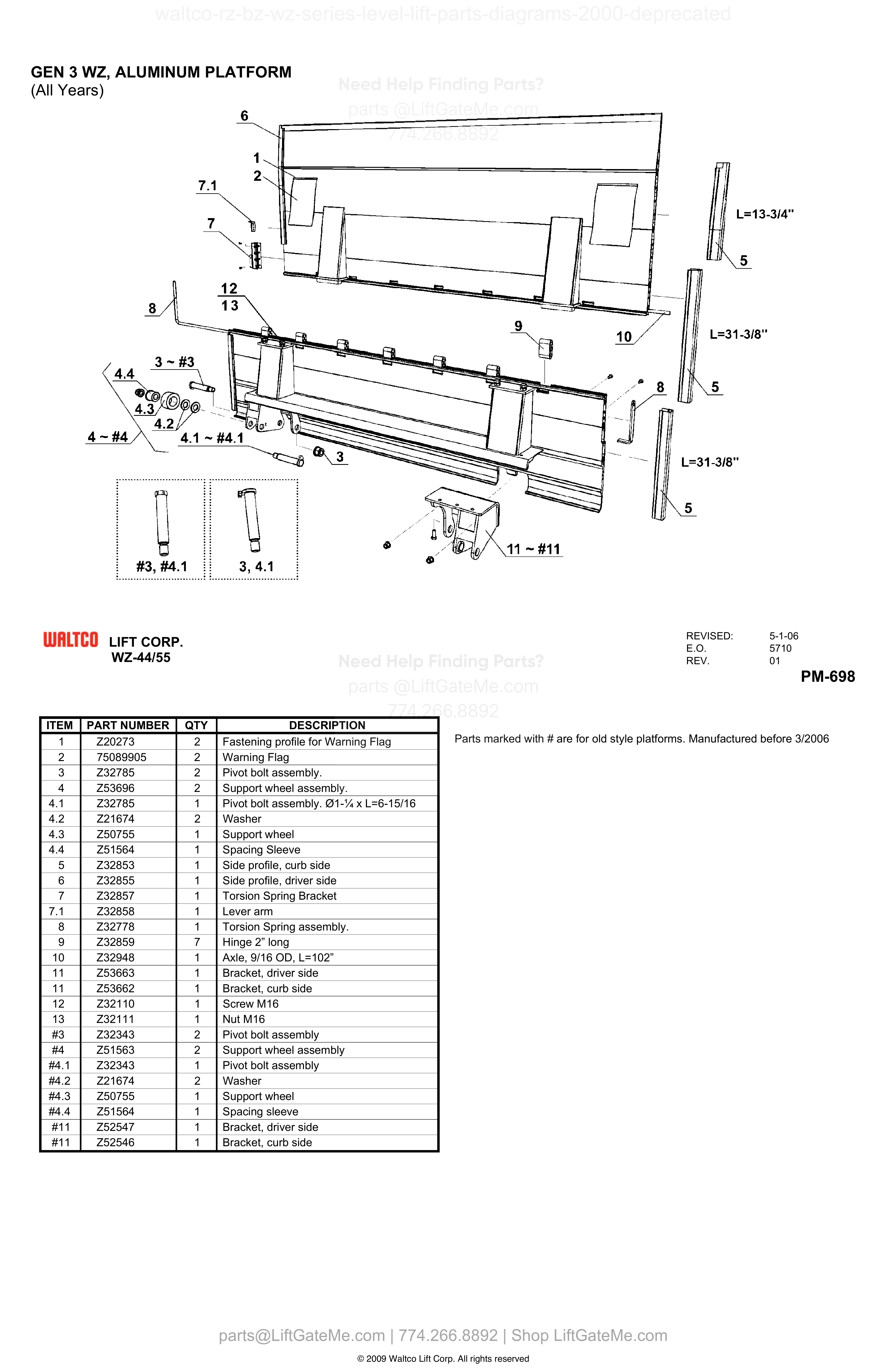 GEN 3 WZ, ALUMINUM PLATFORM diagram