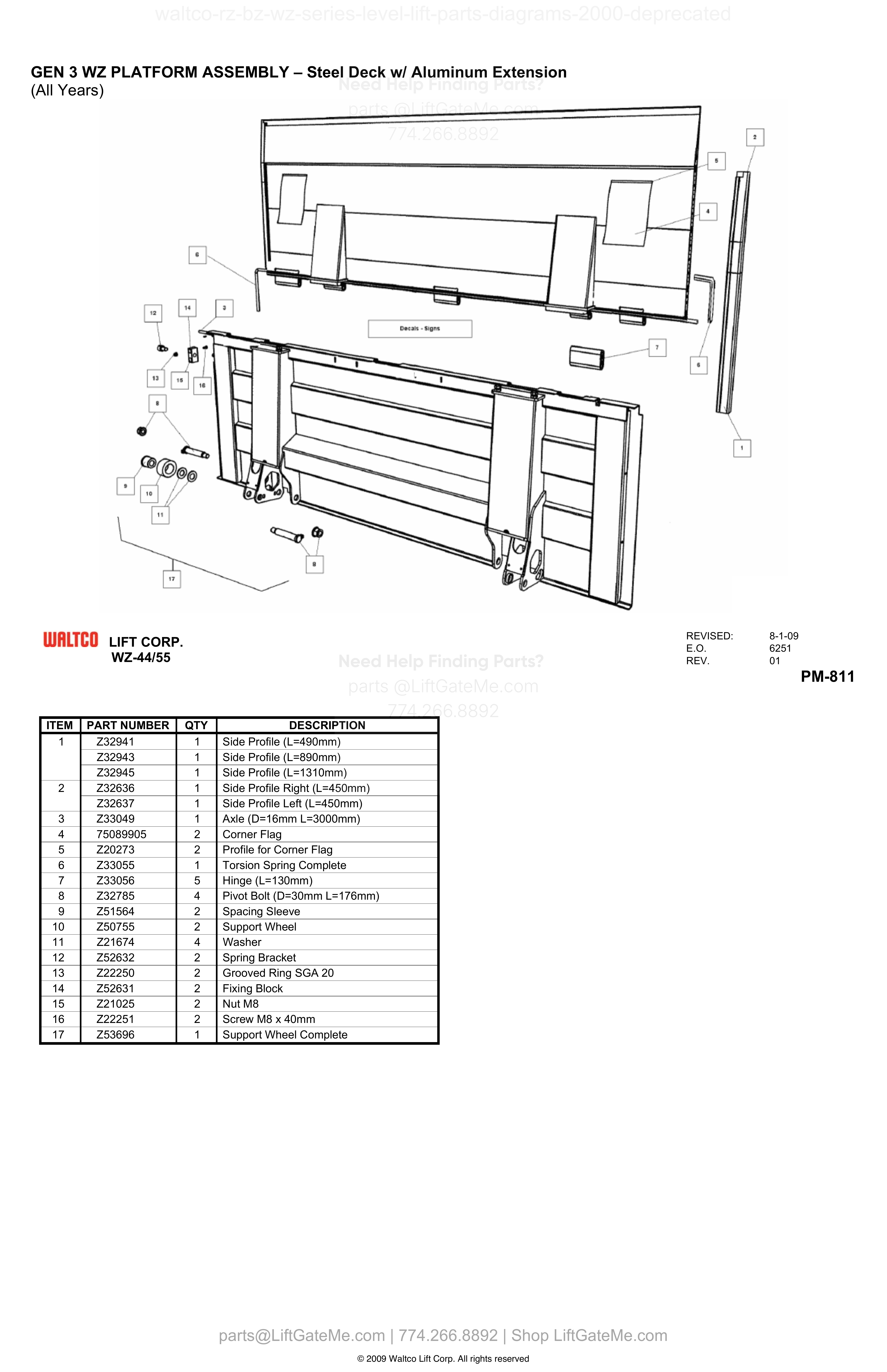 GEN 3 WZ PLATFORM ASSEMBLY – Steel Deck w/ Aluminum Extension diagram