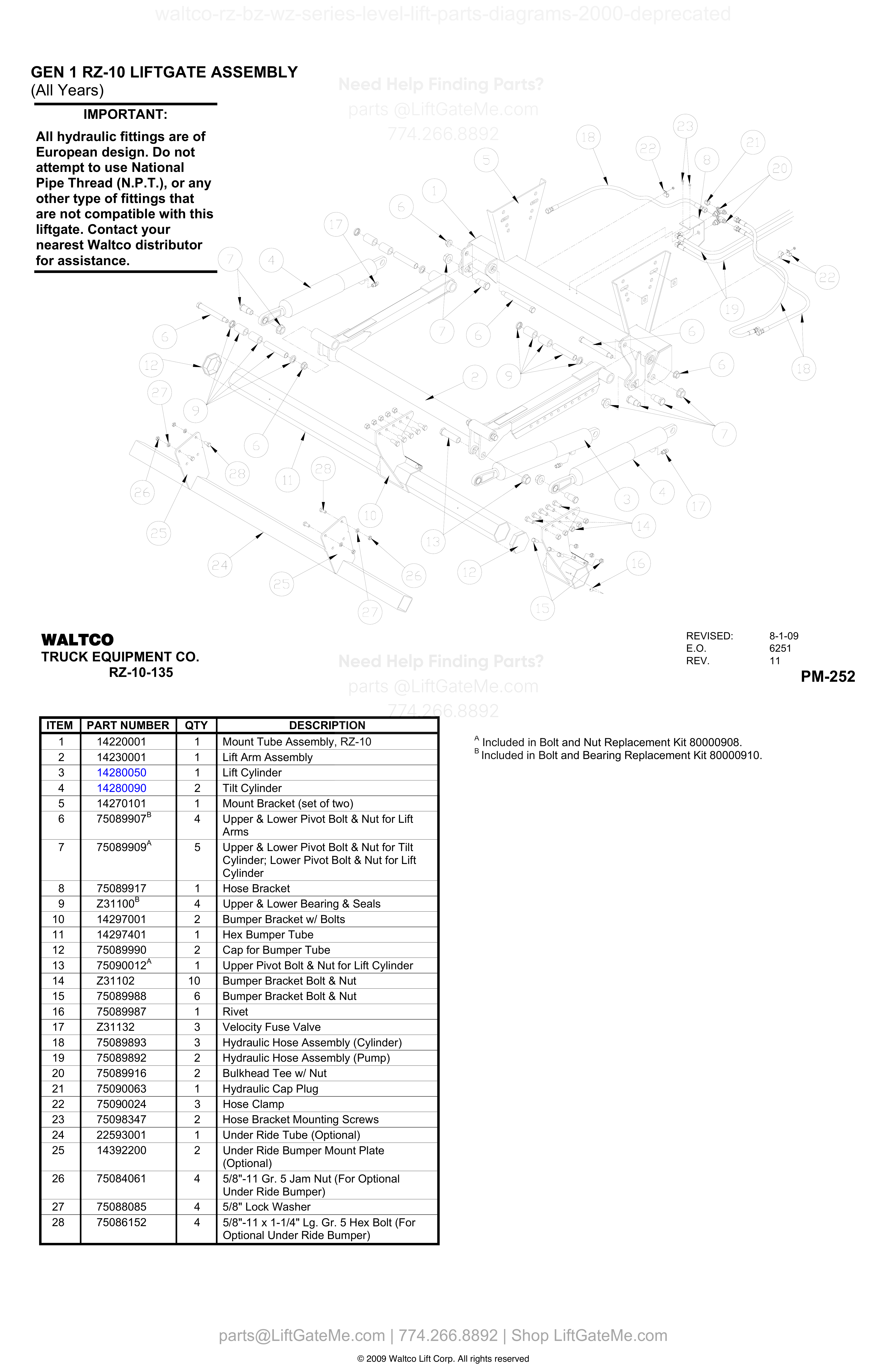 GEN 1 RZ-10 LIFTGATE ASSEMBLY diagram