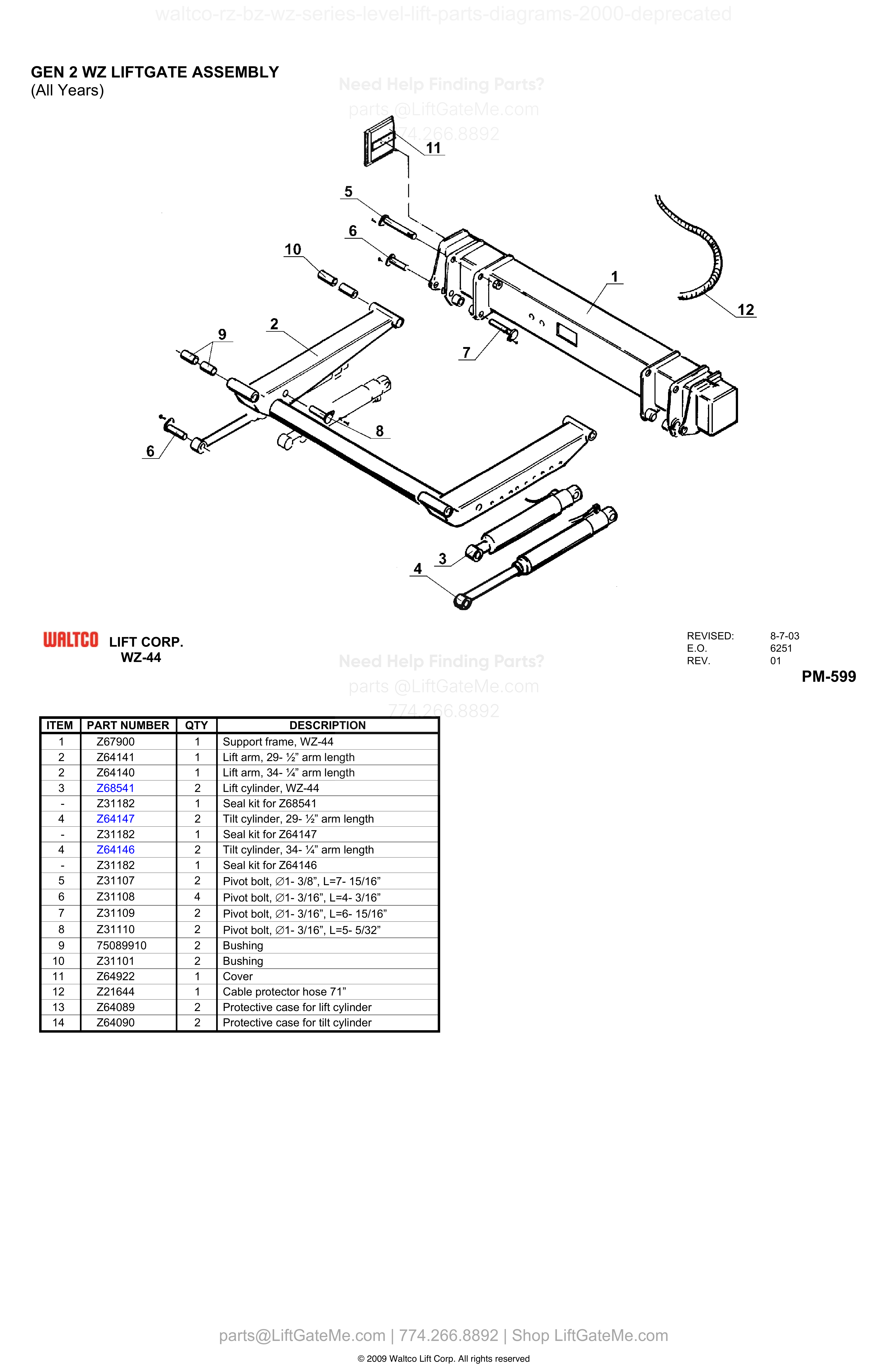GEN 2 WZ LIFTGATE ASSEMBLY diagram