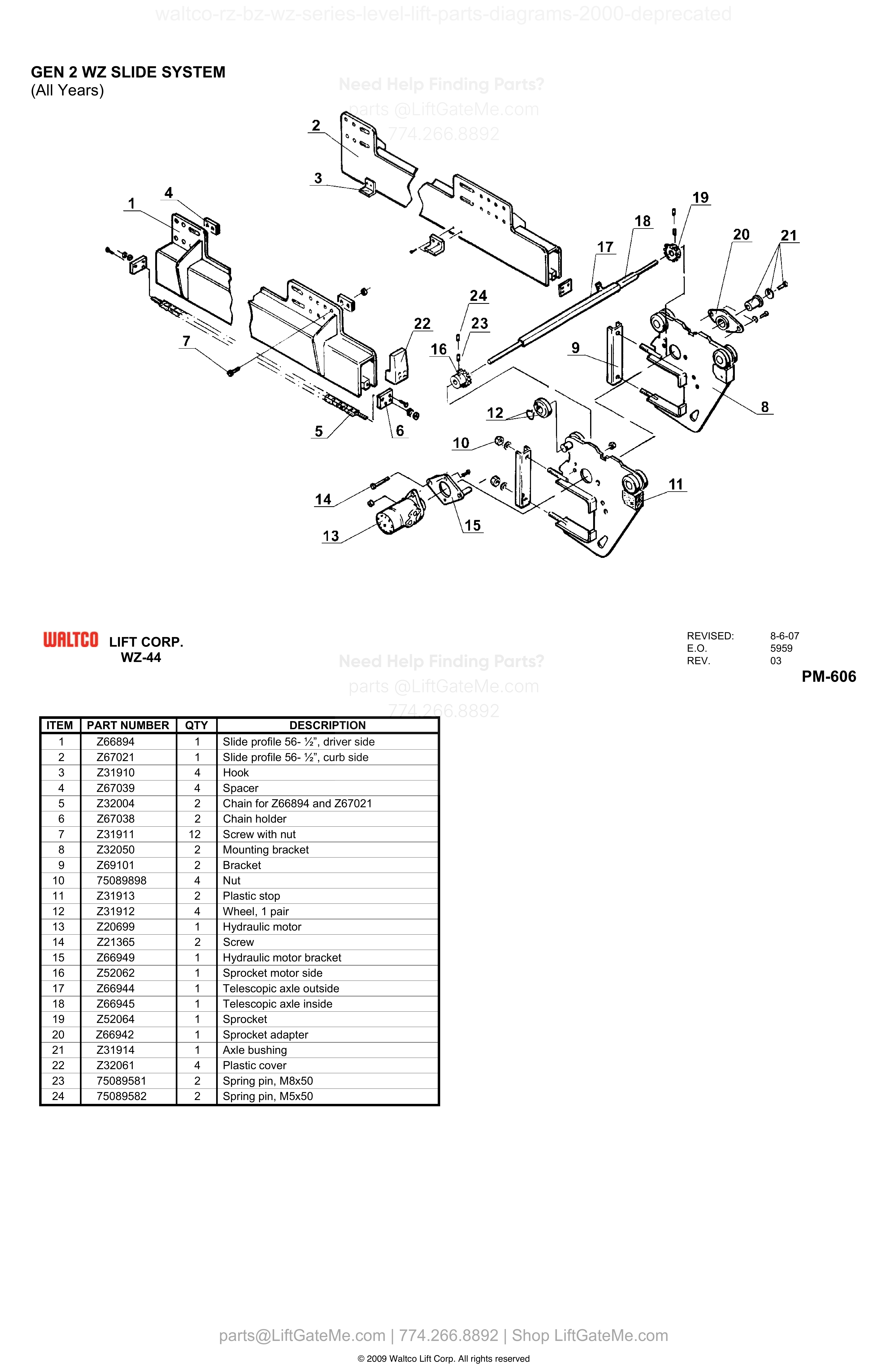 GEN 2 WZ SLIDE SYSTEM diagram