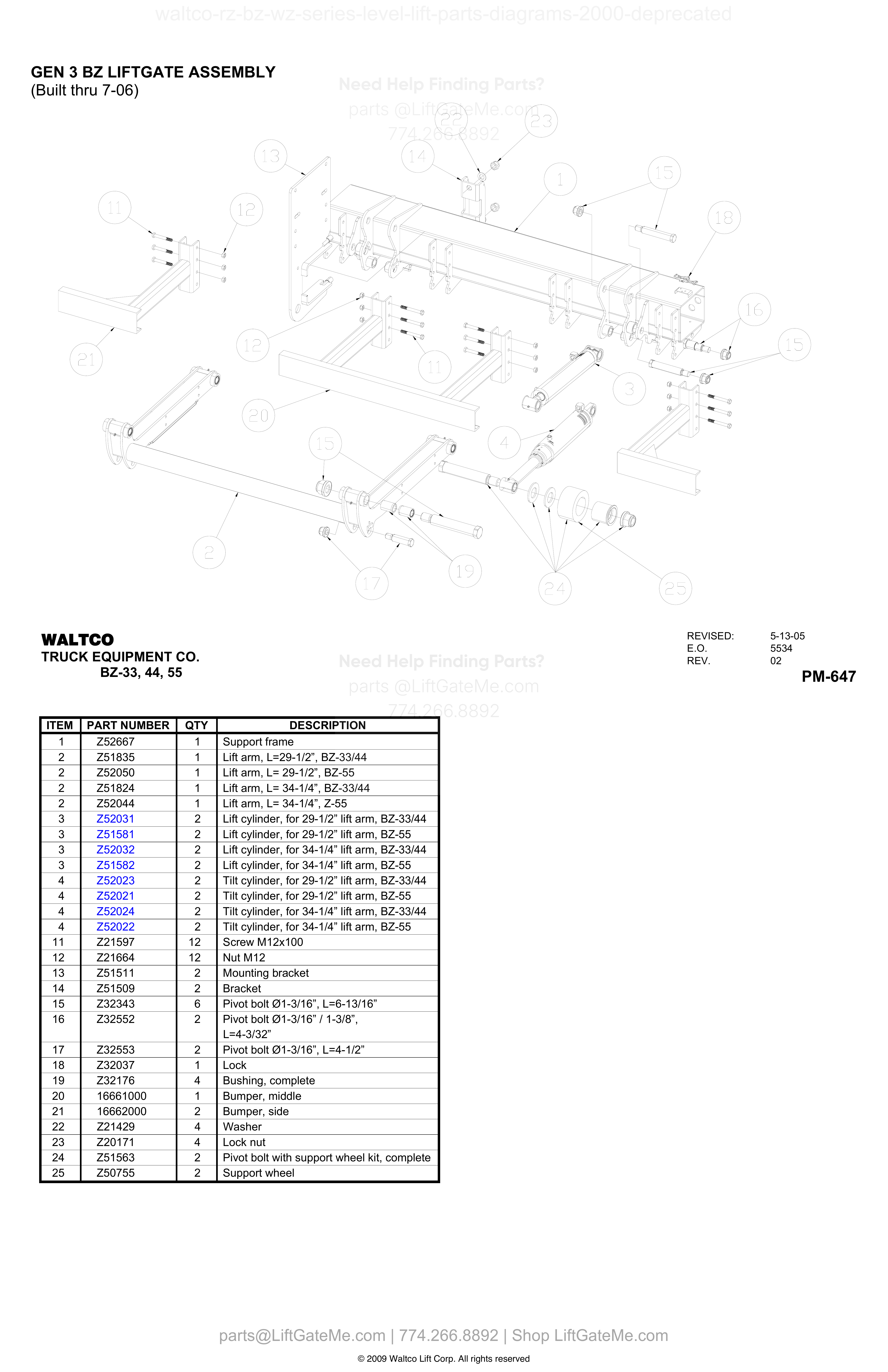 GEN 3 BZ LIFTGATE ASSEMBLY (Built thru 7-06) diagram