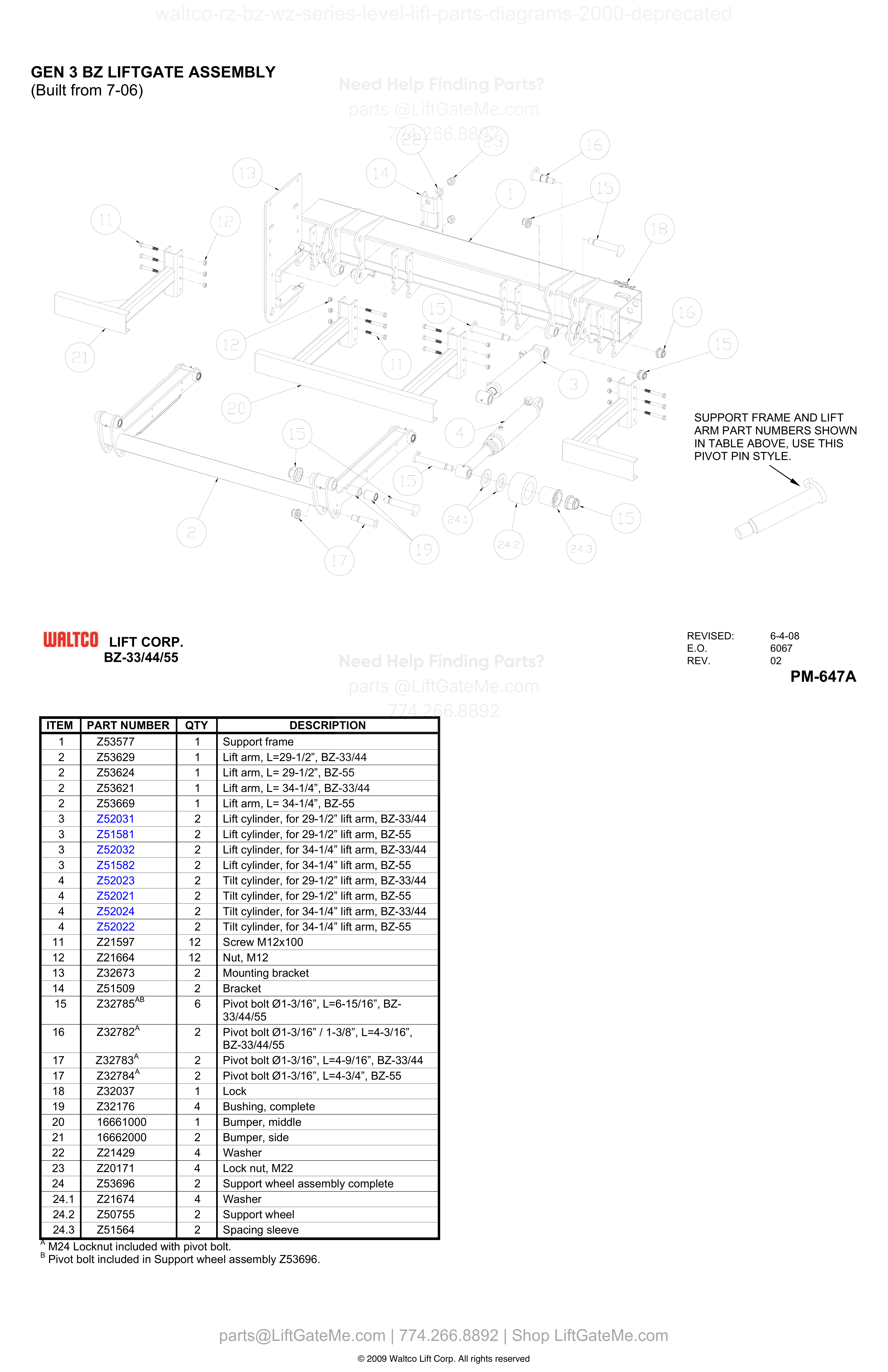 GEN 3 BZ LIFTGATE ASSEMBLY (Built from 7-06) diagram